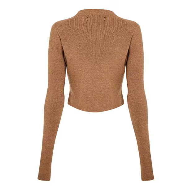 Amiri o1g2r1mq0824 Embroidered Cropped Jumpers in Camel Size S / US 4 / IT 40 - 2 Thumbnail