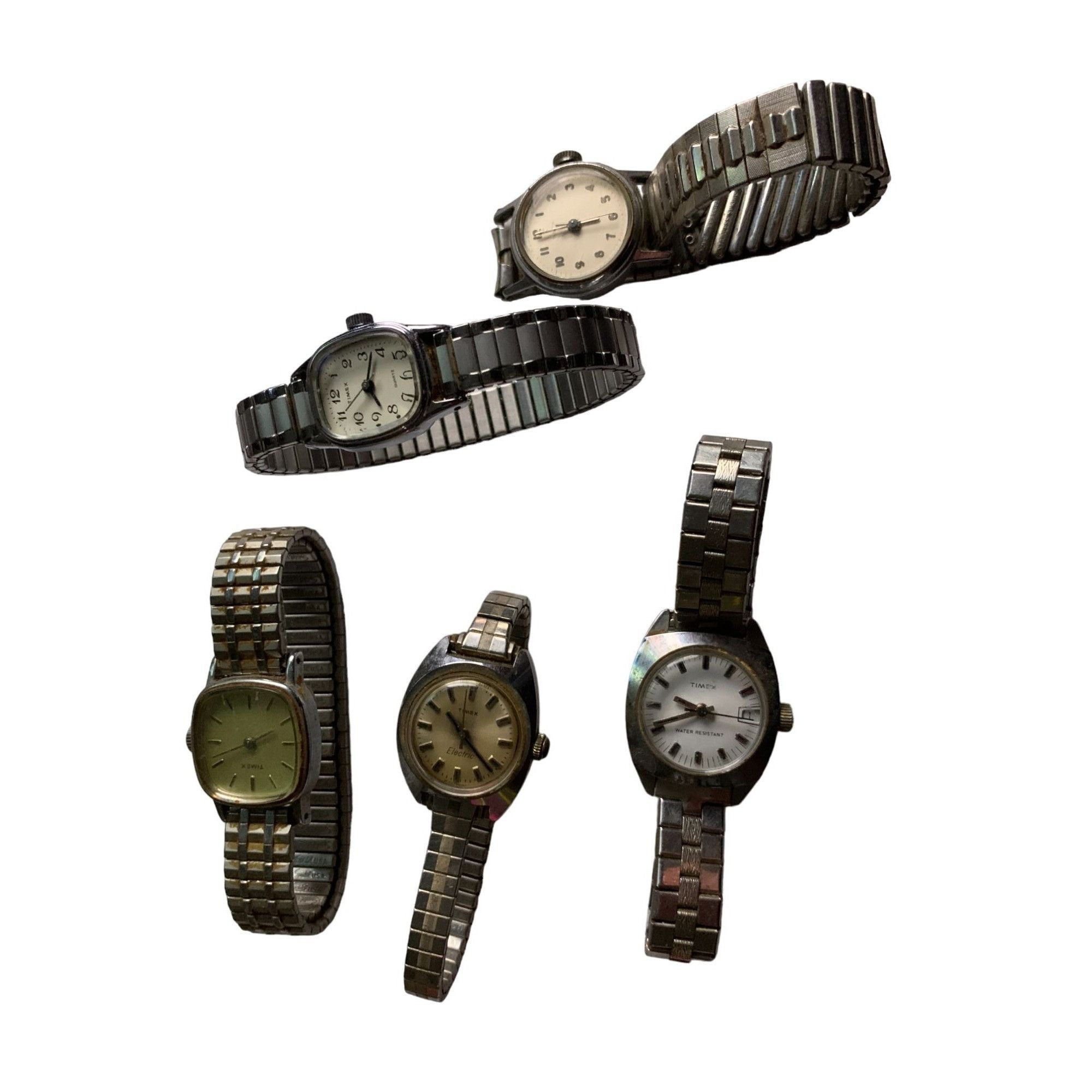 Timex Vintage Silver Toned TIMEX Watches (5) Untested - Water Resi Size ONE SIZE - 1 Thumbnail