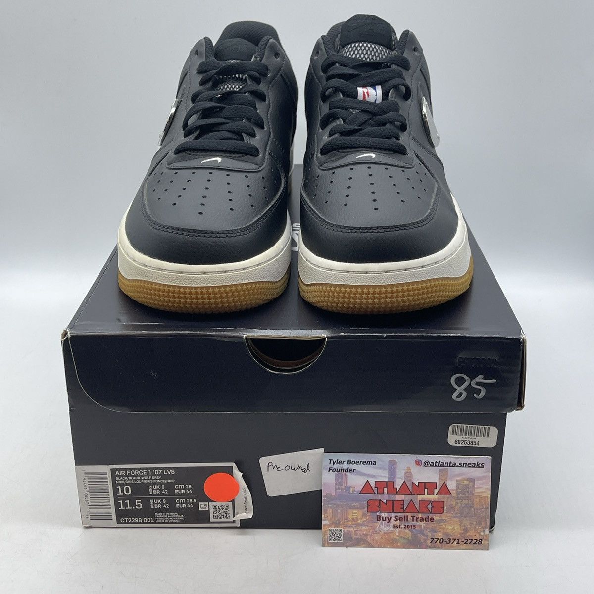 Nike NBA x air force 1 black wolf grey Size US 10 / EU 43 - 2 Thumbnail