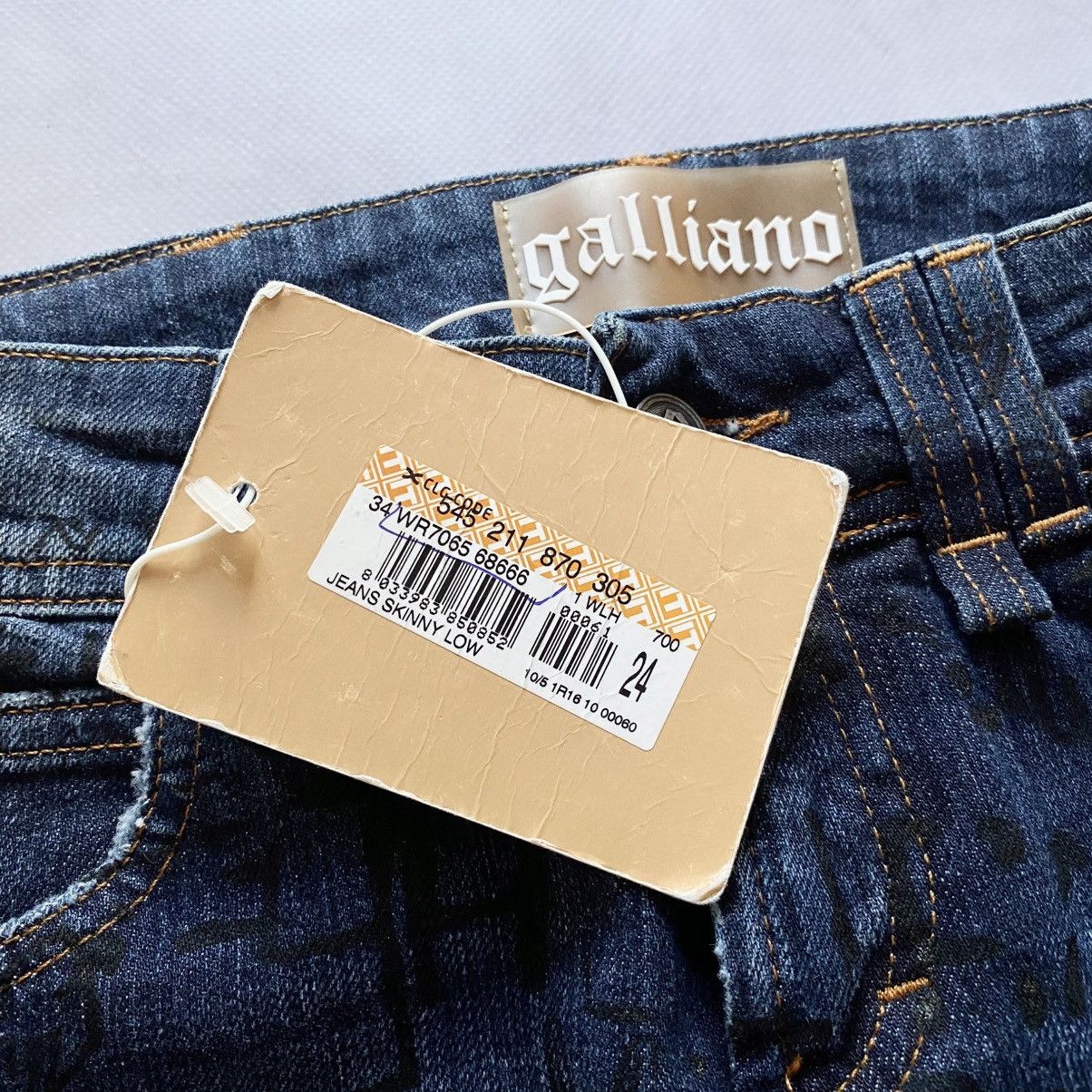 John Galliano NEW Galliano Graffiti Multi Logo Slim Fit Jeans Y2K Size 24" / US 00 / IT 34 - 9 Thumbnail