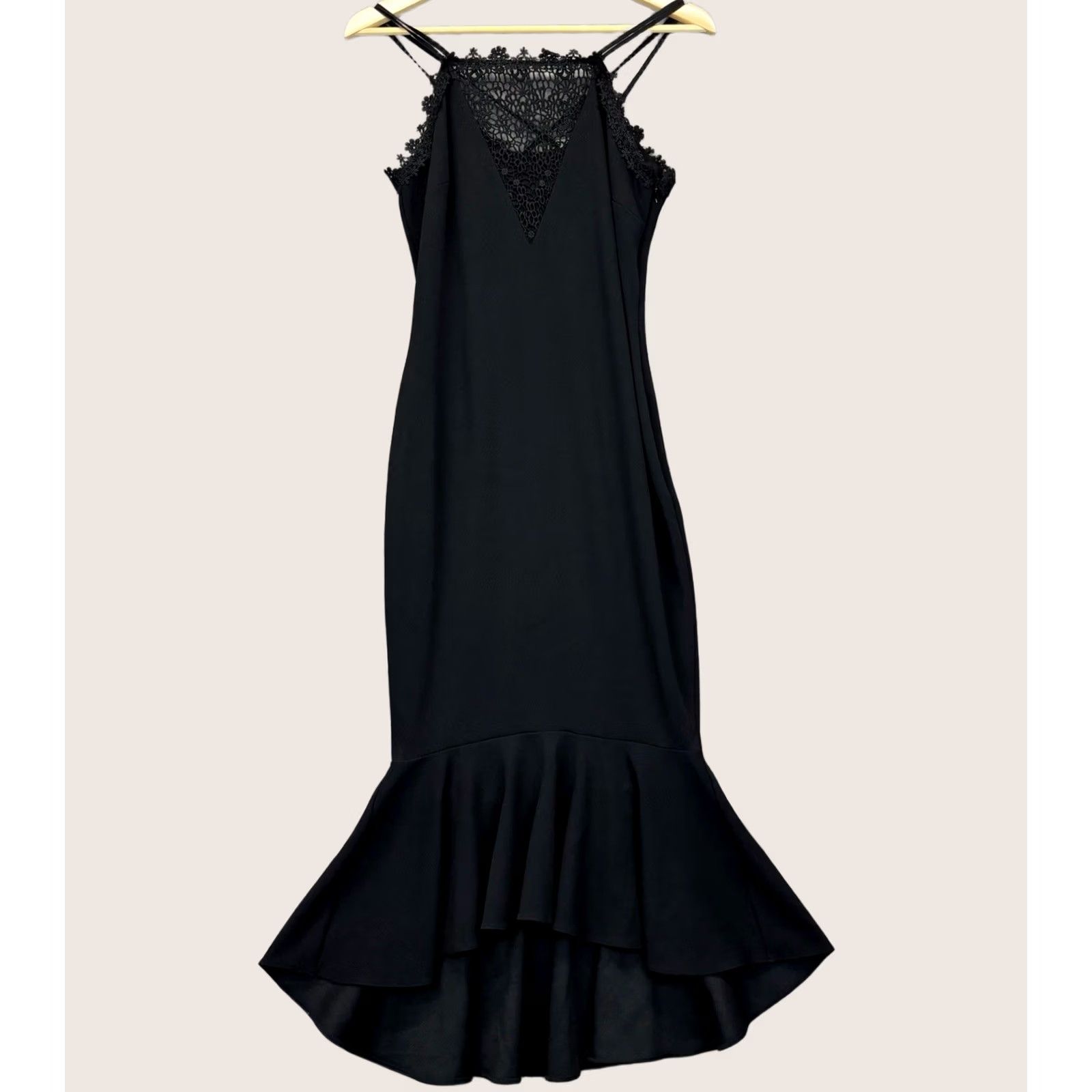 NEXT Next Dress UK10 Stretch Fishtail & Lace Strappy Black Evening Party Event Dress Size L / US 10 / IT 46 - 1 Thumbnail