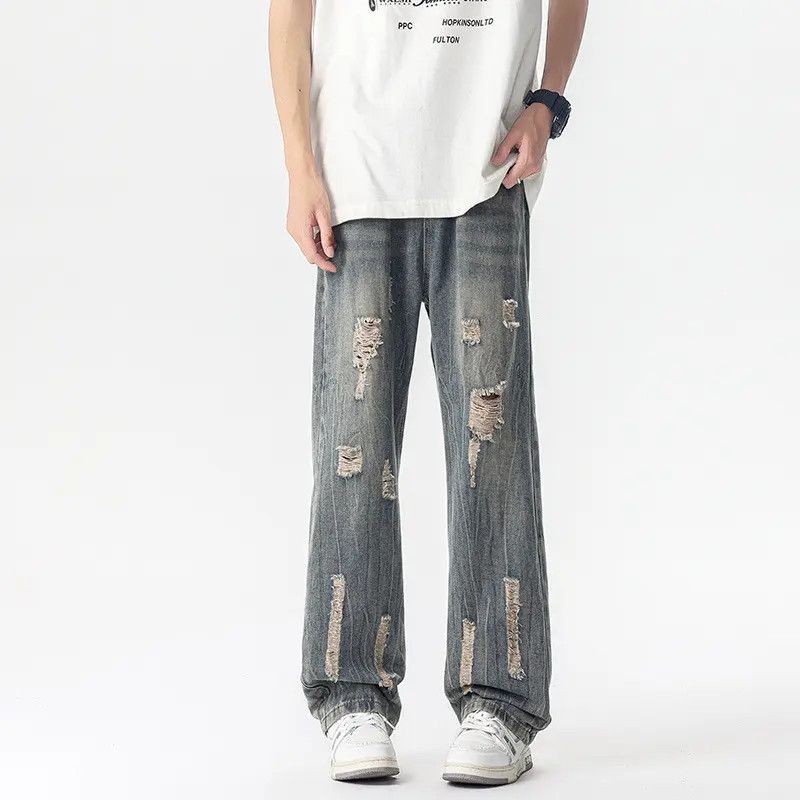 Japanese Brand × Jean Retro loose wide leg ripped jeans Size US 30 / EU 46 - 1 Thumbnail