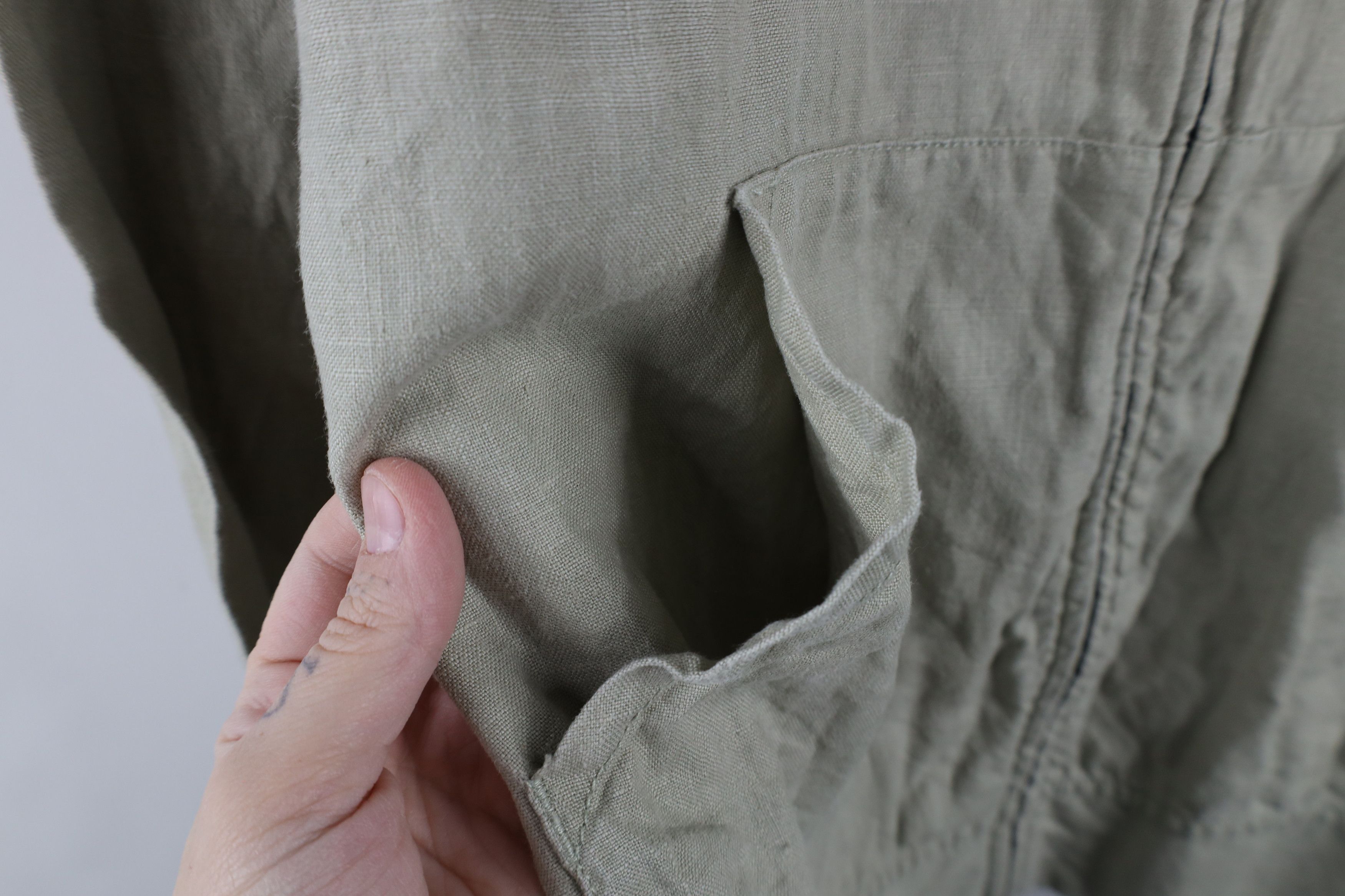 Eddie Bauer × Vintage Vintage 90s Eddie Bauer Linen Full Zip Hooded Jacket Beige Size US XL / EU 56 / 4 - 4 Thumbnail