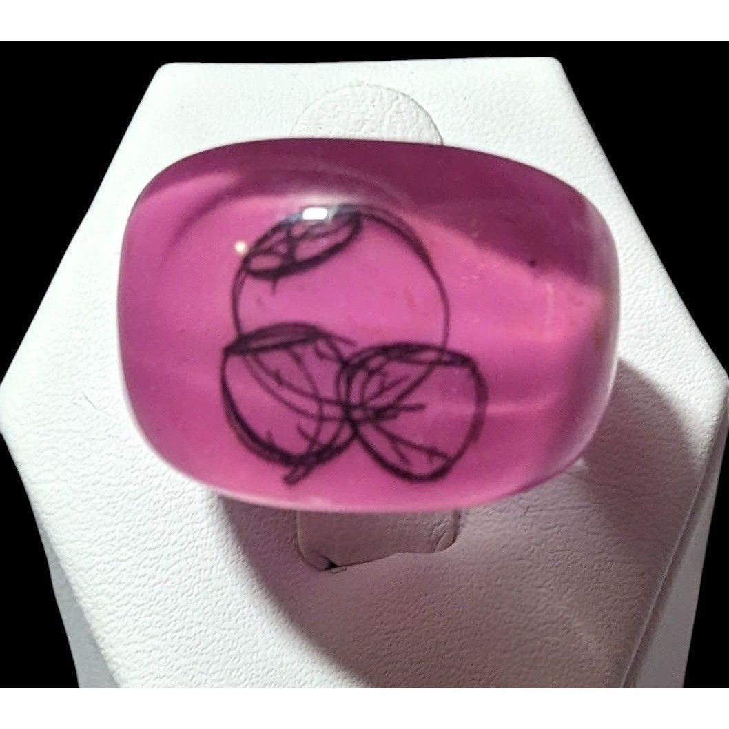Other Chunky Pink And Black Bubblegum Abstract Ring Size 6 1/4 Size ONE SIZE - 1 Thumbnail