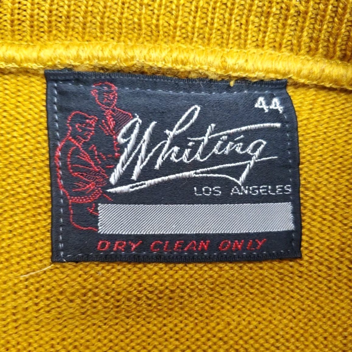 Vintage VTG Whiting Sweater Mens 44 Yellow Crewneck Knit Pullover 50s 60s Mid Century Size US XXL / EU 58 / 5 - 6 Thumbnail