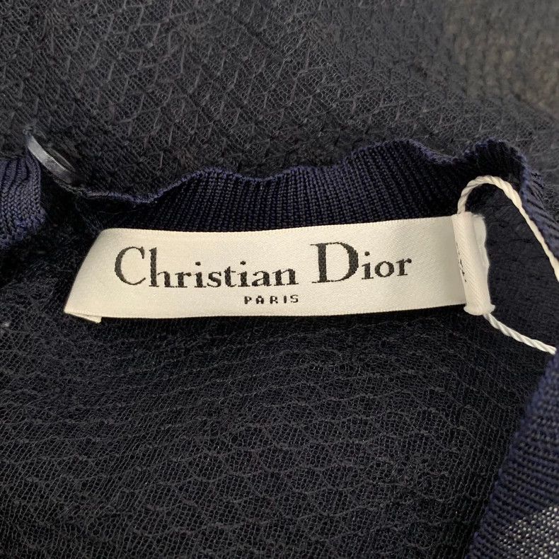 Dior Dior Dark blue mulberry silk round-neck hollow mesh dress Size XS / US 0-2 / IT 36-38 - 5 Thumbnail