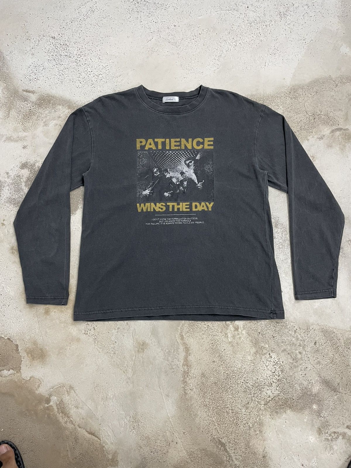 Japanese Brand Linoluce Faded Gray Patience Wins The Days Photo Poem Size US M / EU 48-50 / 2 - 1 Thumbnail