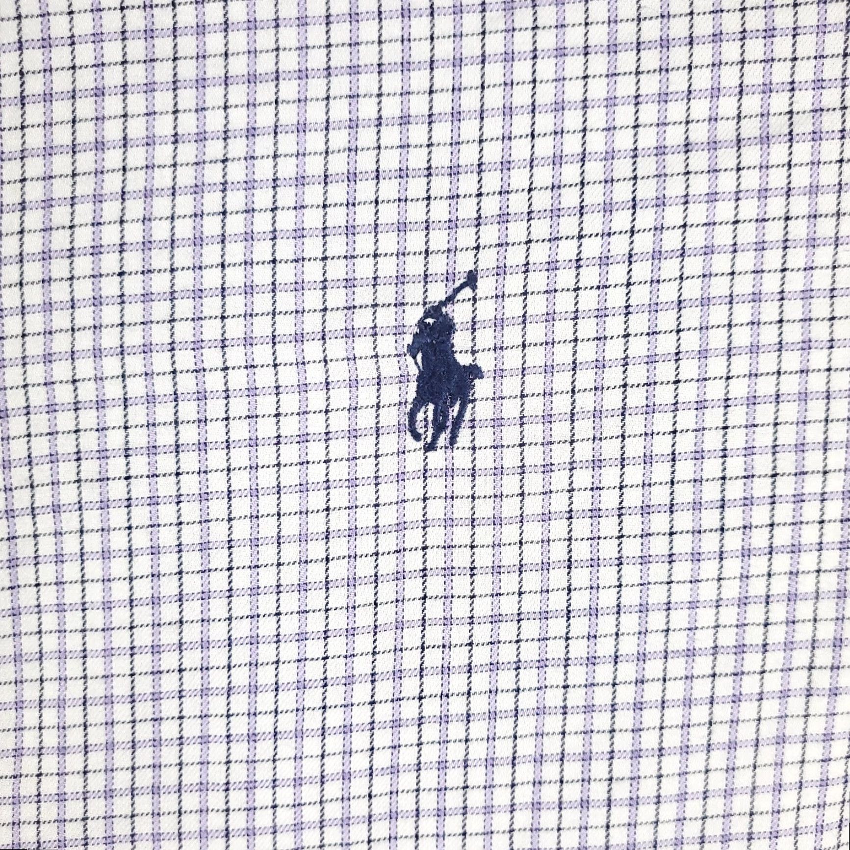 Ralph Lauren Ralph Lauren Shirt Mens Size 17 Purple Check Dress Button-Down Long Sleeve - Wool? Cotton - Business Casual - 17 Neck - Regular Fit Mens Size 46R - 2 Thumbnail