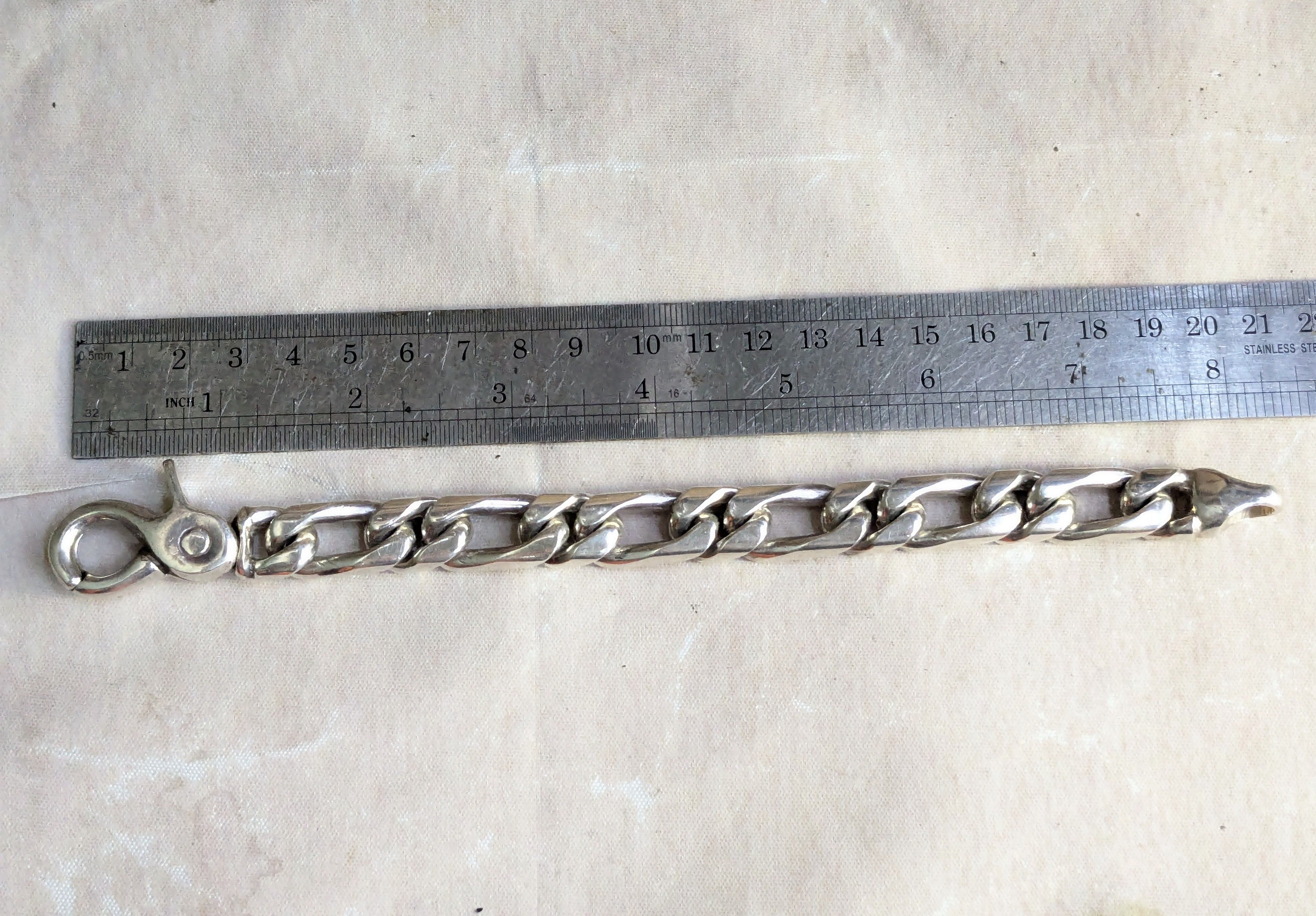 Jewelry Vintage Sterling Silver Figaro Bracelet 7" Biker Size ONE SIZE - 9 Thumbnail