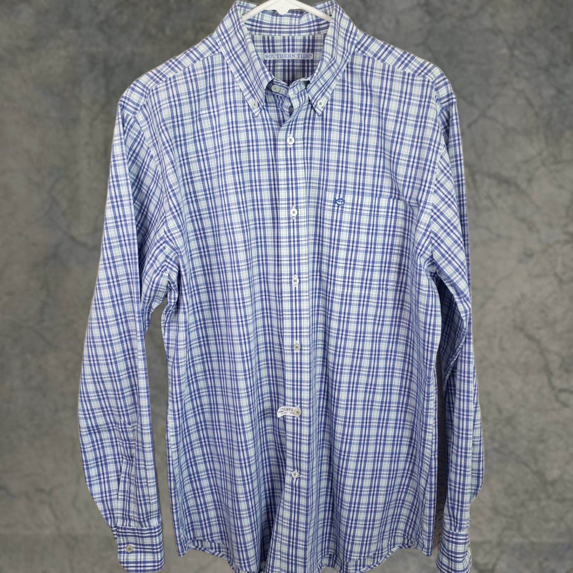 Southern Tide Southern Tide Button-Down Shirt Blue Plaid Long Sleeve Men L Dress Shirt Vintage? No. Size 42R - 1 Thumbnail