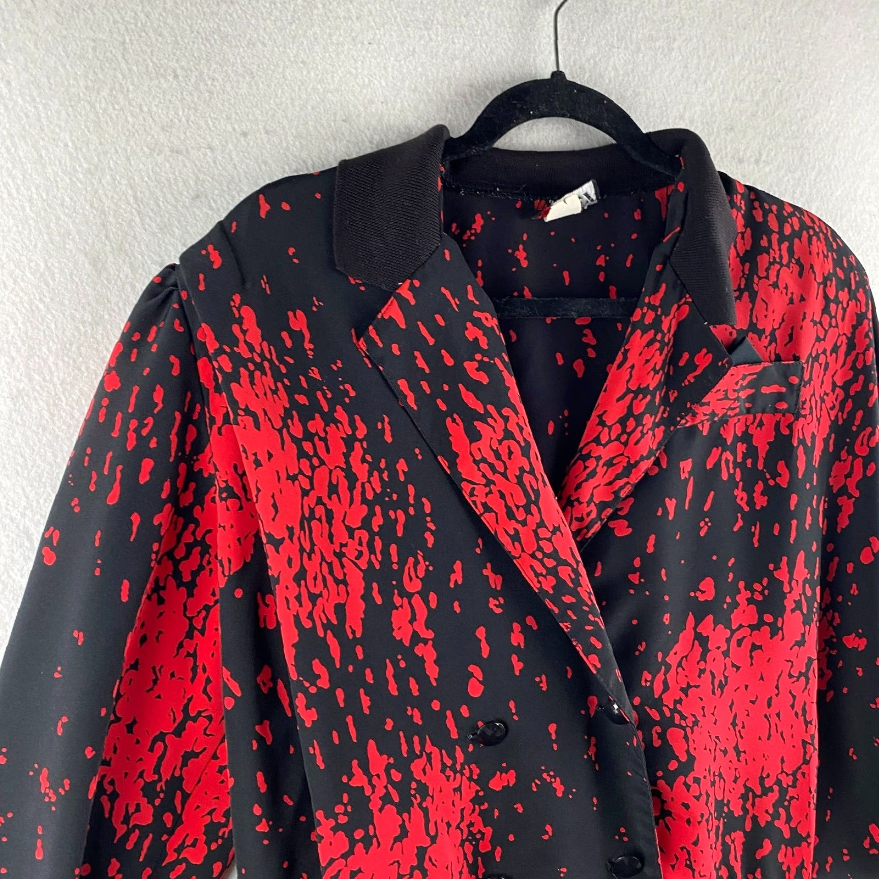Vintage VINTAGE Miss Maggy Blouse Womens L Black Geometric 80s 90s Shoulder Pad Notch Collar Long Sleeve Casual Party/Cocktail Shirt Womens Size L / US 10 / IT 46 - 3 Thumbnail