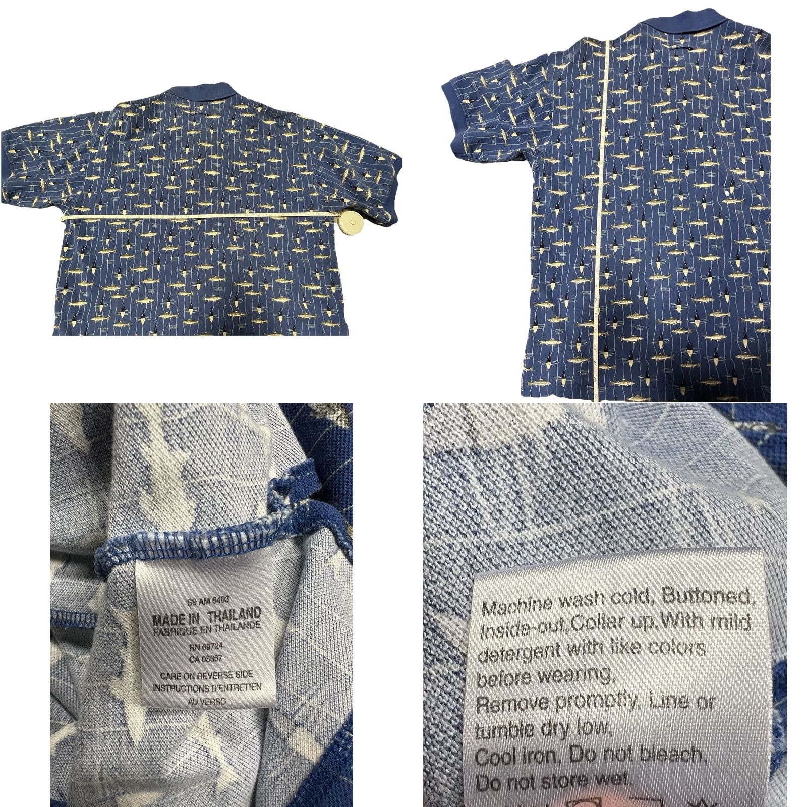 Vintage Columbia Polo Shirt Men’s Large Blue Fish Print Golf Outdoor Casual Shirt Short Sleeve Knit Cotton 100% Classic Fit Button Closure Size US L / EU 52-54 / 3 - 8 Thumbnail