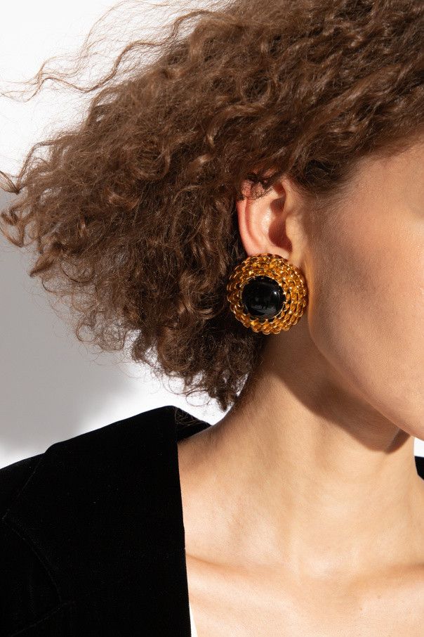 Saint Laurent Paris o1tp1o1224 Size: OS/Vintage Cobochon Clip On Earrings in Oro Size ONE SIZE - 4 Thumbnail