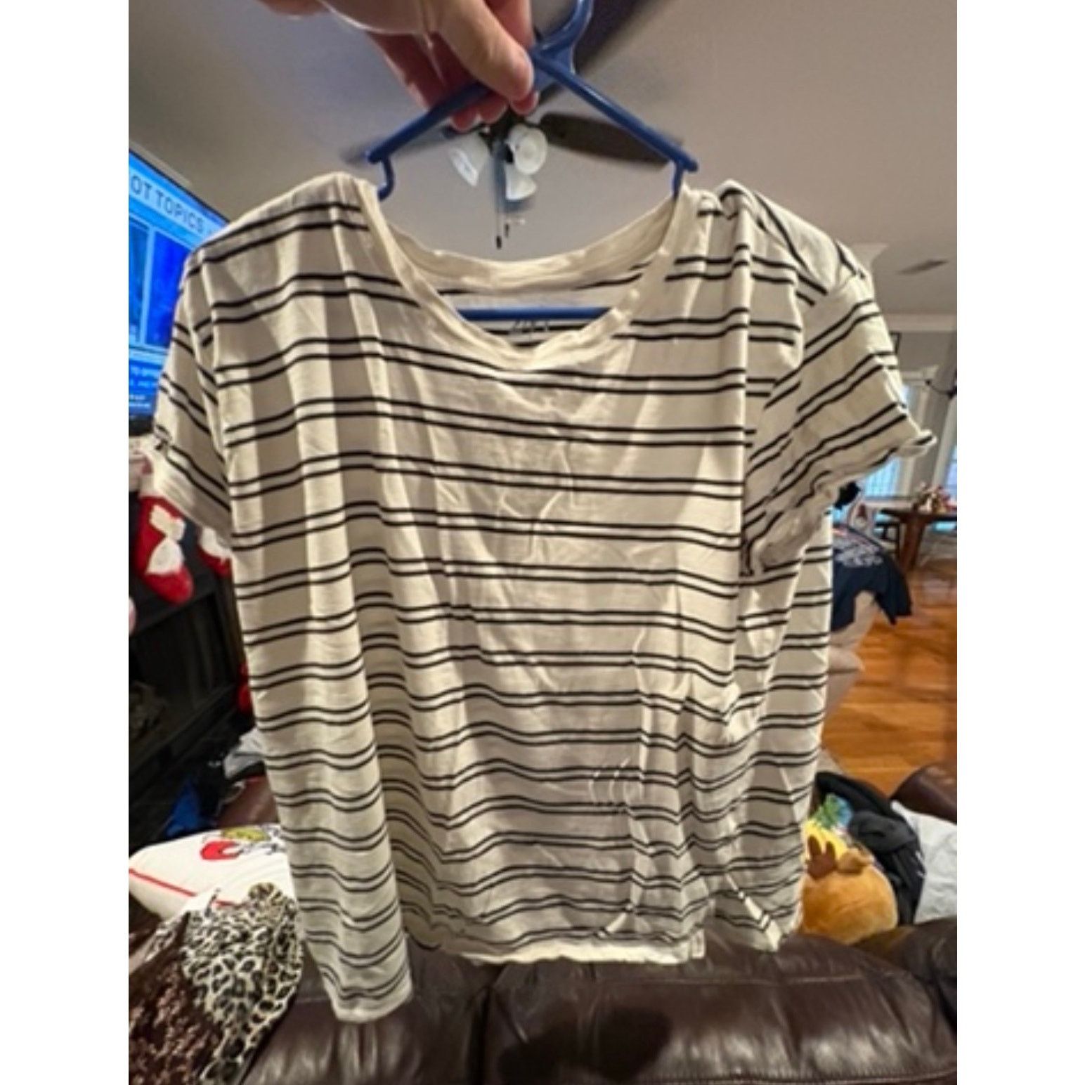 Loft LOFT XL Black & Cream Striped Short Sleeve Top Women’s Tee Size XL / US 12-14 / IT 48-50 - 2 Thumbnail