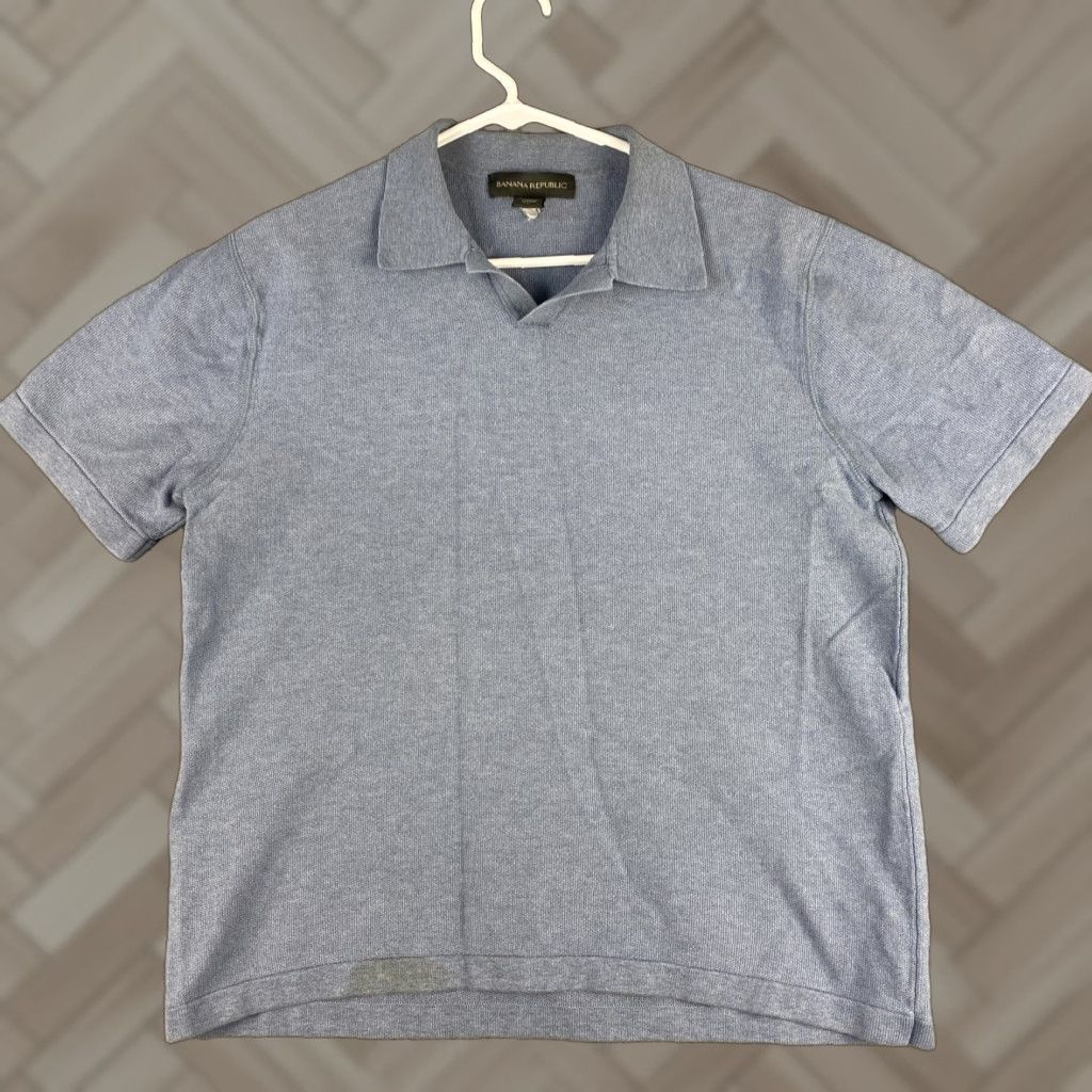 Banana Republic Banana Republic Polo Shirt Womens Large Light Blue Short Sleeve Casual Workwear Size L / US 10 / IT 46 - 1 Thumbnail
