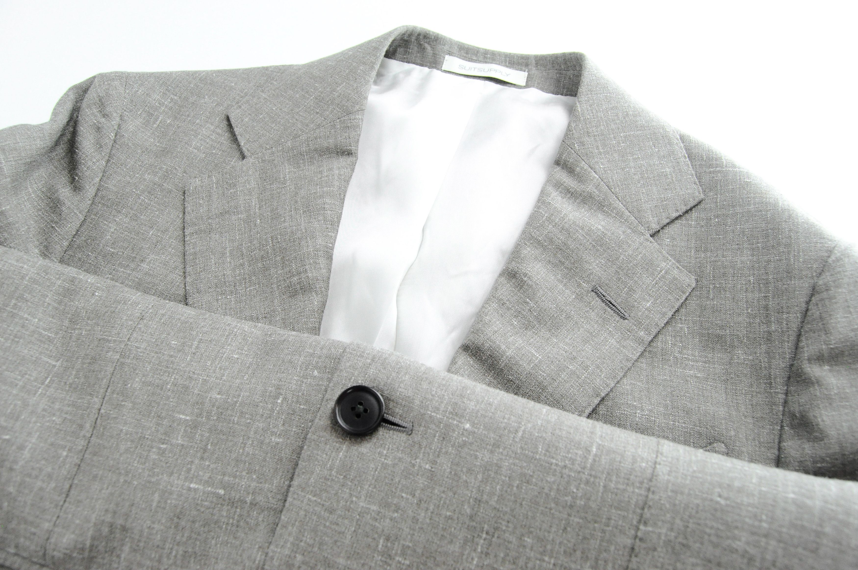 Suitsupply HAVANA JETTED FL UK38R Wool Silk Linen Grey Blazer 54904 Size 38R - 4 Thumbnail