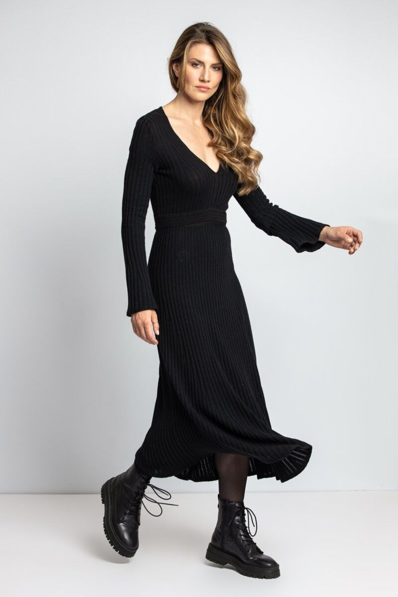Designer IVKO Black V-neck Long Women Dress Size M Size M / US 6-8 / IT 42-44 - 4 Thumbnail