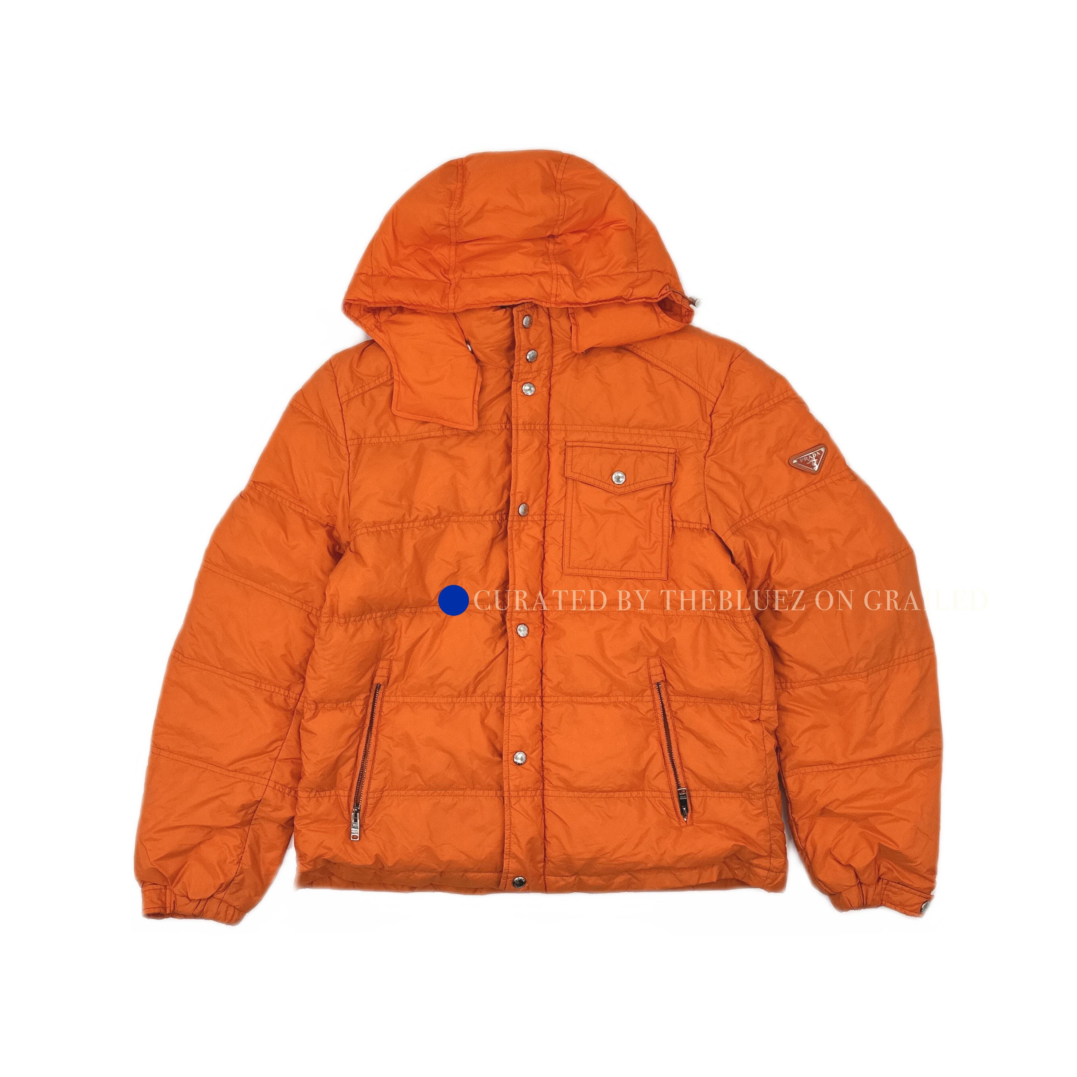 Prada Hooded Down Jacket in Vibrant Orange Size US L / EU 52-54 / 3 - 1 Thumbnail