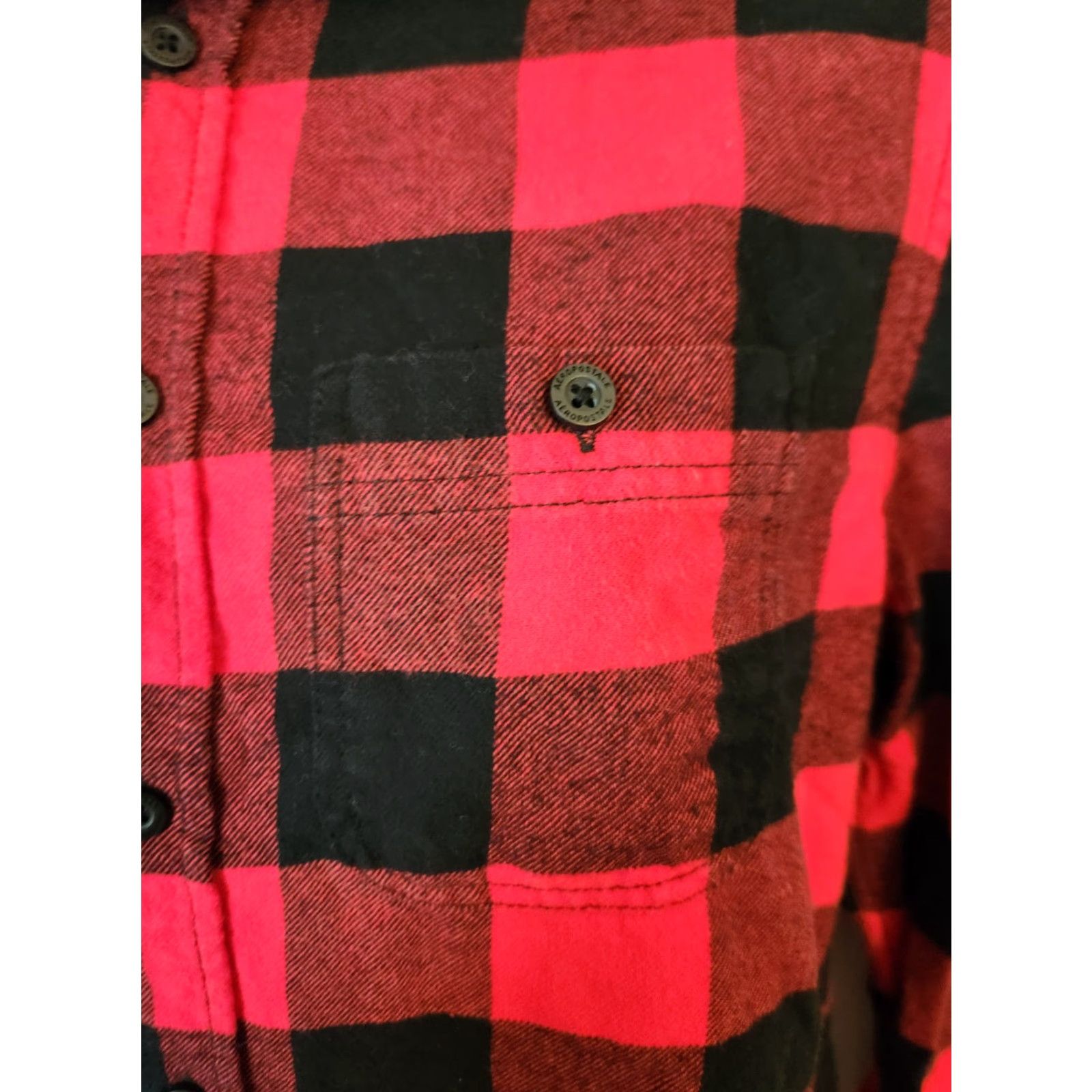 Aeropostale AeroPostale Womens Buffalo Red Black Plaid Button Up Flannel Shirt XS Size XS / US 0-2 / IT 36-38 - 4 Thumbnail