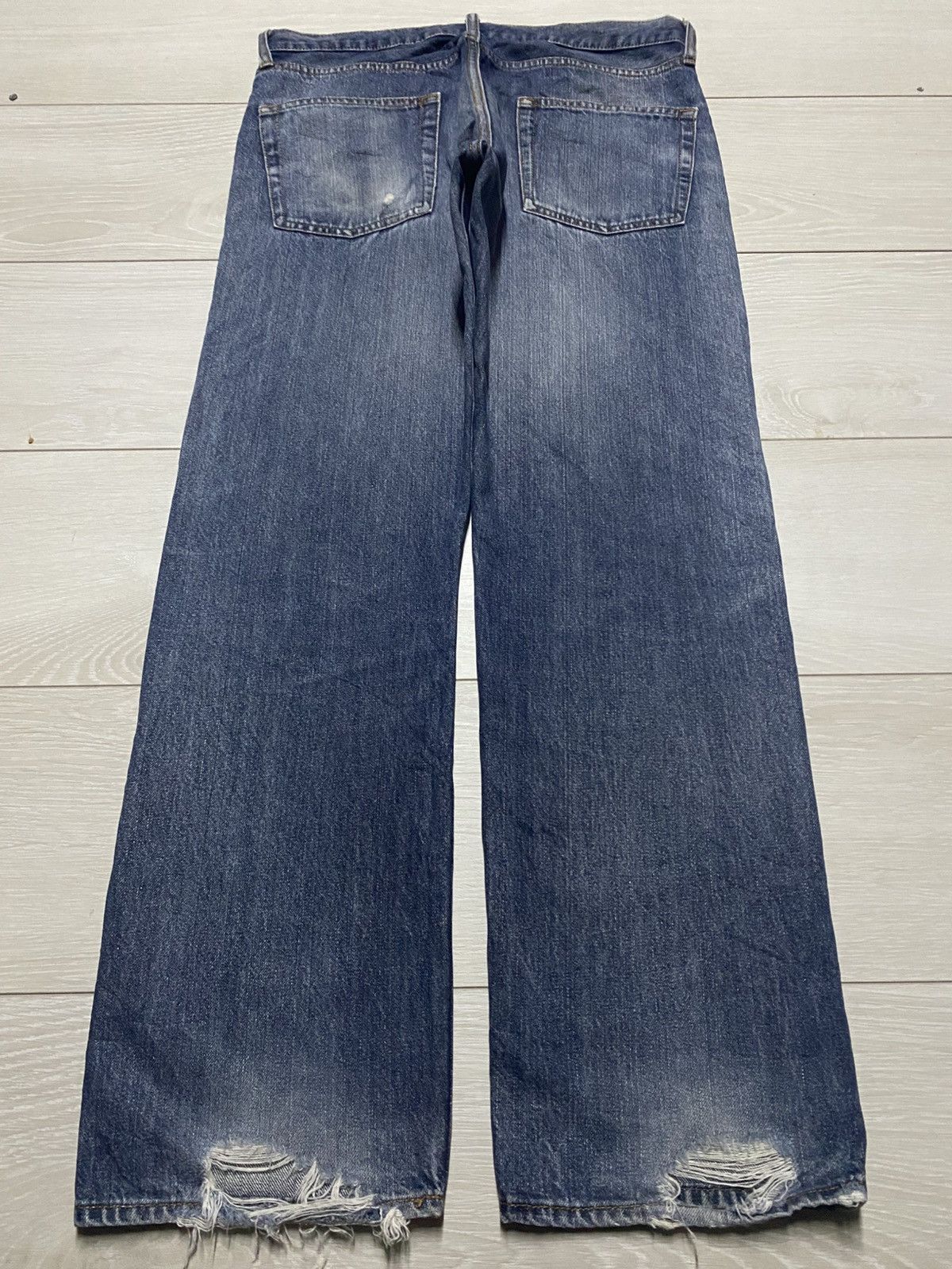 GU Vintage Gu Denim Faded Wash Distressed Loose Jeans Size US 32 / EU 48 - 2 Thumbnail
