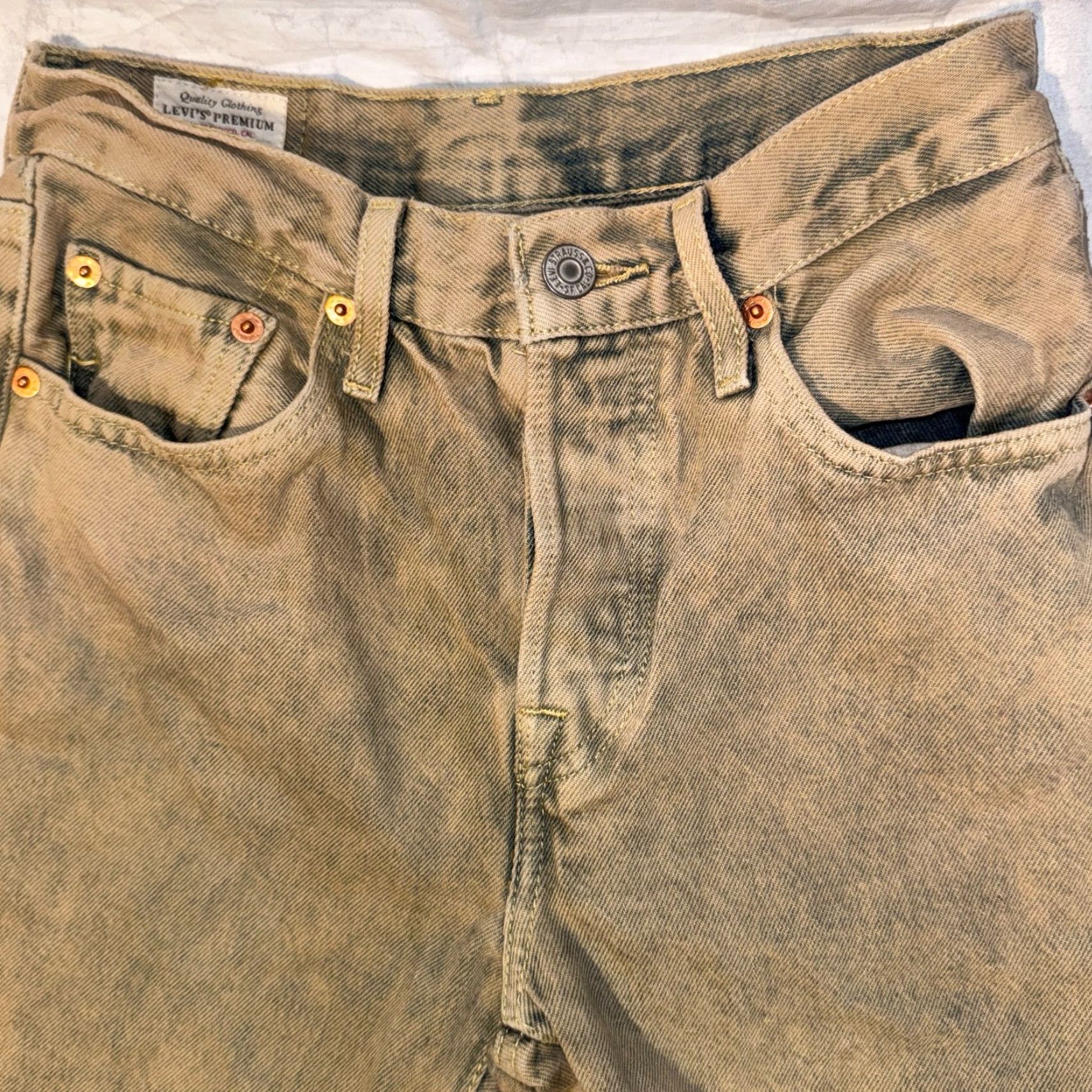 Levi's Levi's 501 Jeans Women's Premium Original Fit Khaki 24x30 Medium Wash Beige Denim Button 90s Vintage Not N/A Size 42" / US 20 - 2 Thumbnail