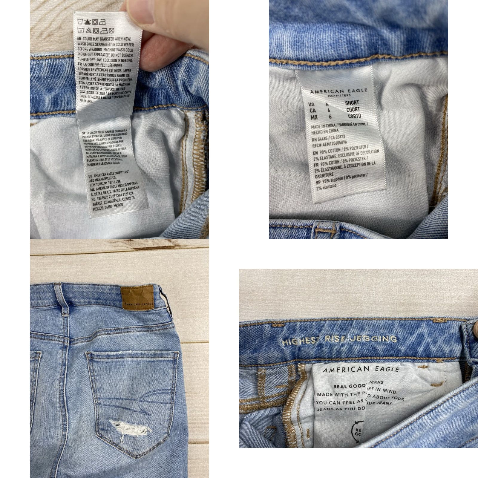 American Eagle Outfitters VINTAGE American Eagle Womens Jeans 6 Short Light Wash Highest Rise Jegging Distressed Size 28" / US 6 / IT 42 - 8 Thumbnail