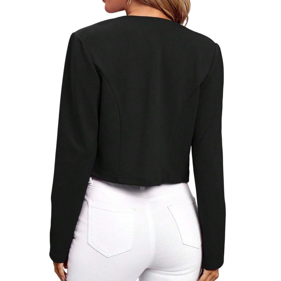Shein Short Open Front Jacket in Black, Size XS Size XS / US 0-2 / IT 36-38 - 2 Thumbnail