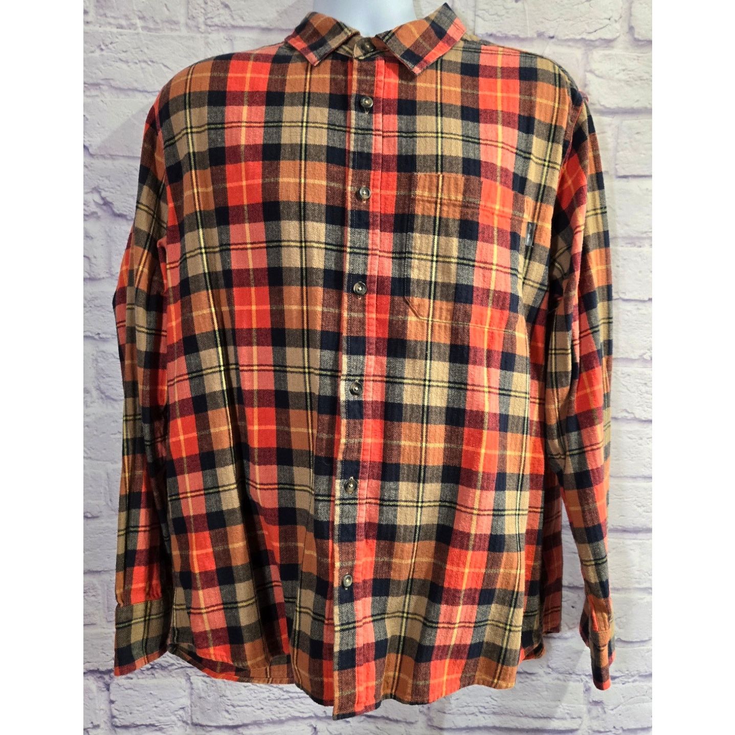 Eddie Bauer Eddie Bauer Orange Brown Plaid Button Flannel Men's Shirt XL Size US XL / EU 56 / 4 - 1 Thumbnail