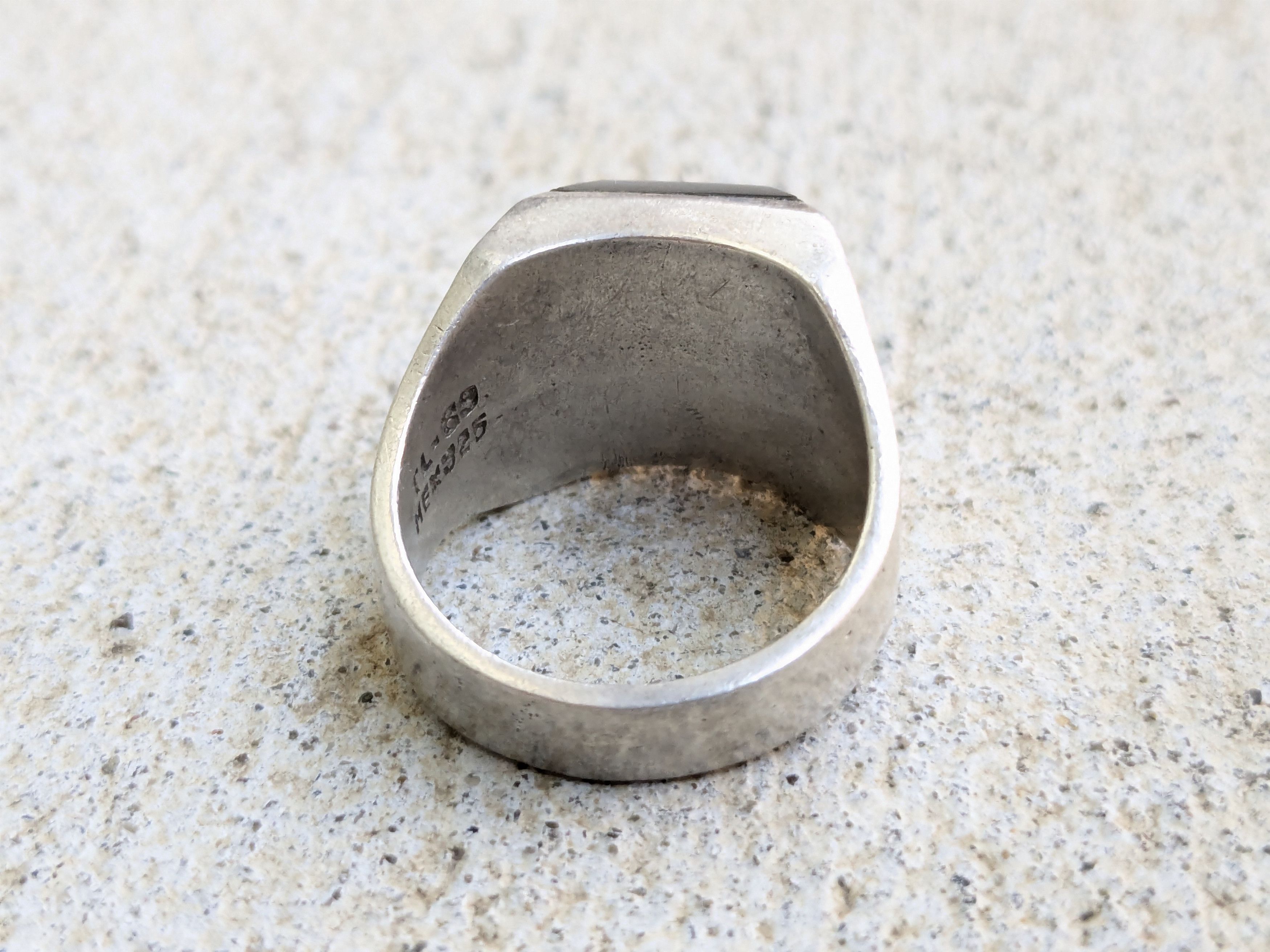 Vintage Vintage Taxco Sterling Silver Ring Black Onyx 10.5 Modern Size ONE SIZE - 5 Thumbnail