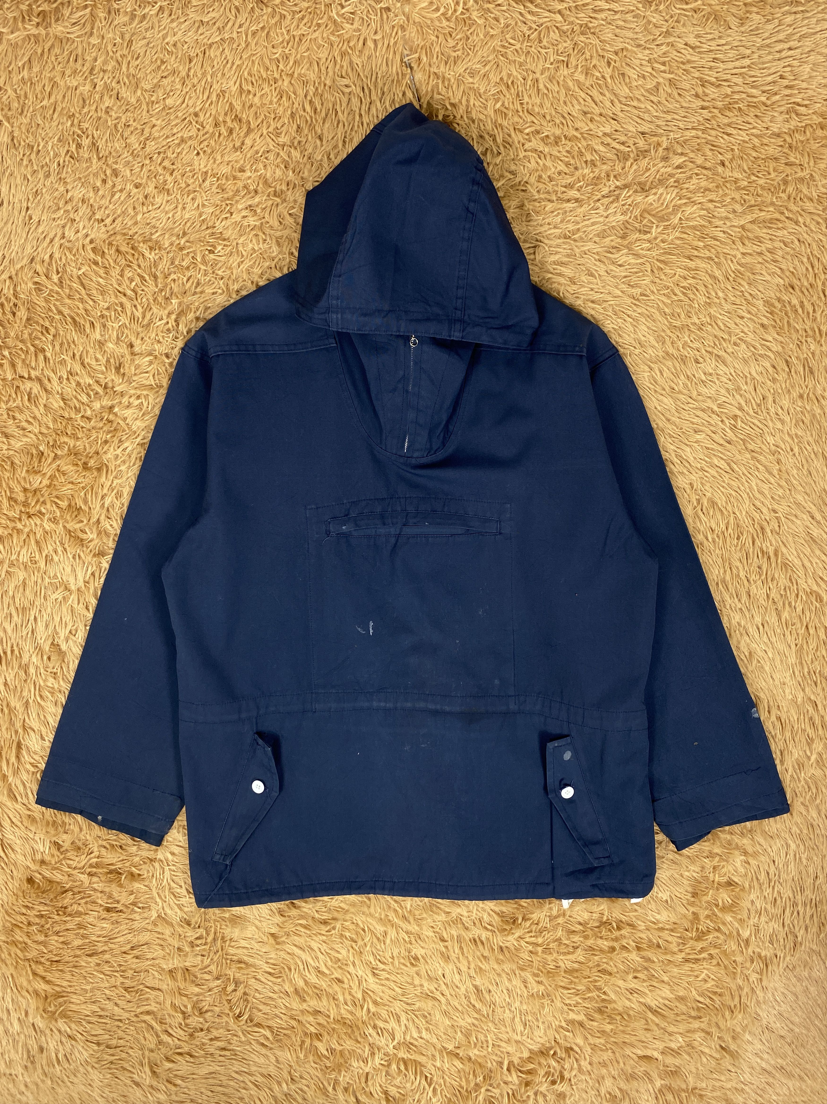 image of Vintage Hoodie Half Zipper Jacket in Dark Blue, Men's (Size Small)