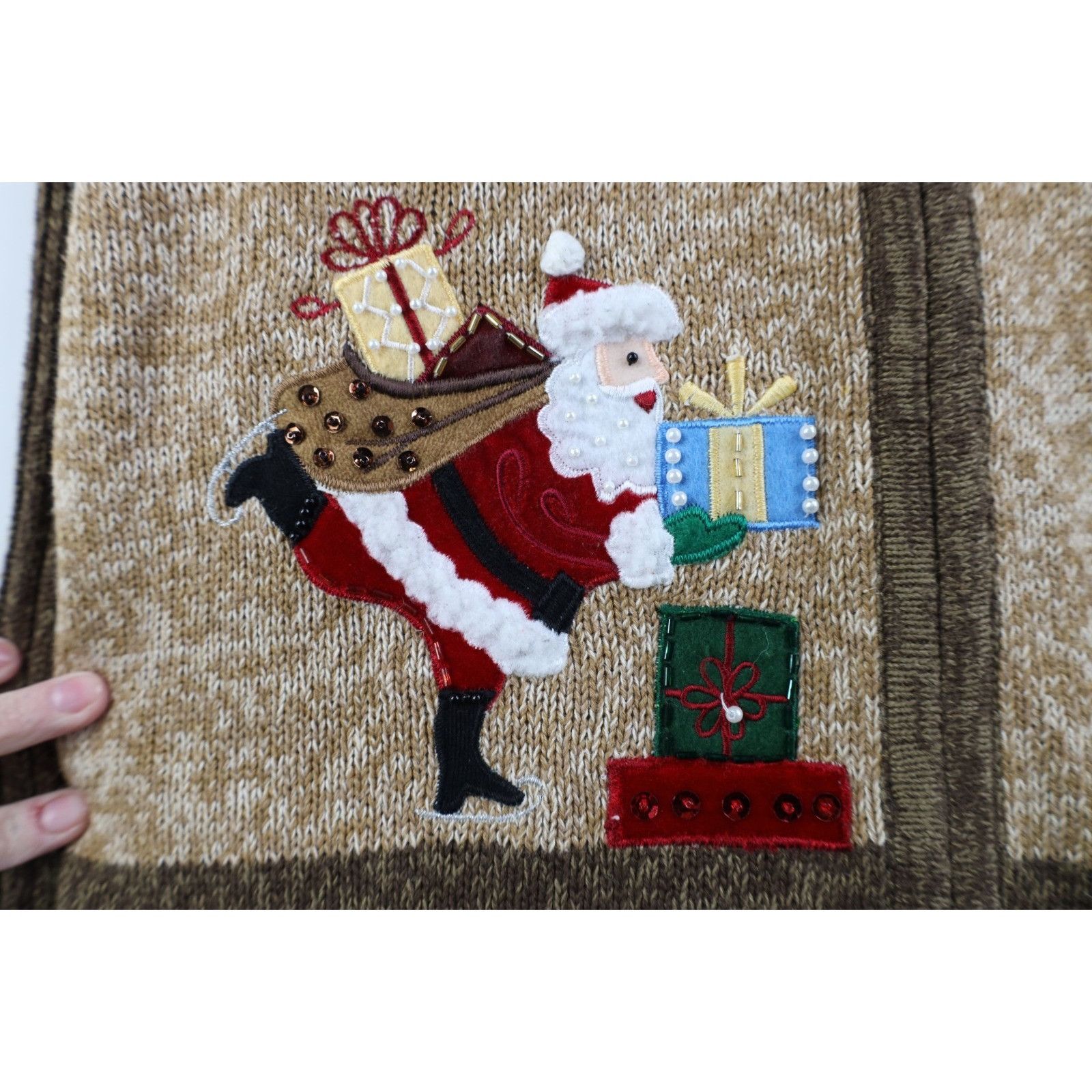 Vintage Vintage 90s Christmas Santa Snowflake Knit Cardigan Sweater Size L / US 10 / IT 46 - 6 Thumbnail
