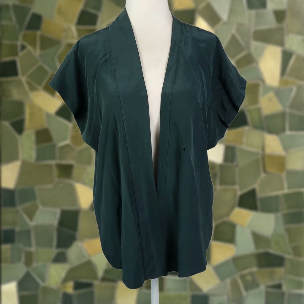 Versace VINTAGE Gianni Versace Blouse Top Dark Green Silk 90s Womens S Size S / US 4 / IT 40 - 1 Thumbnail