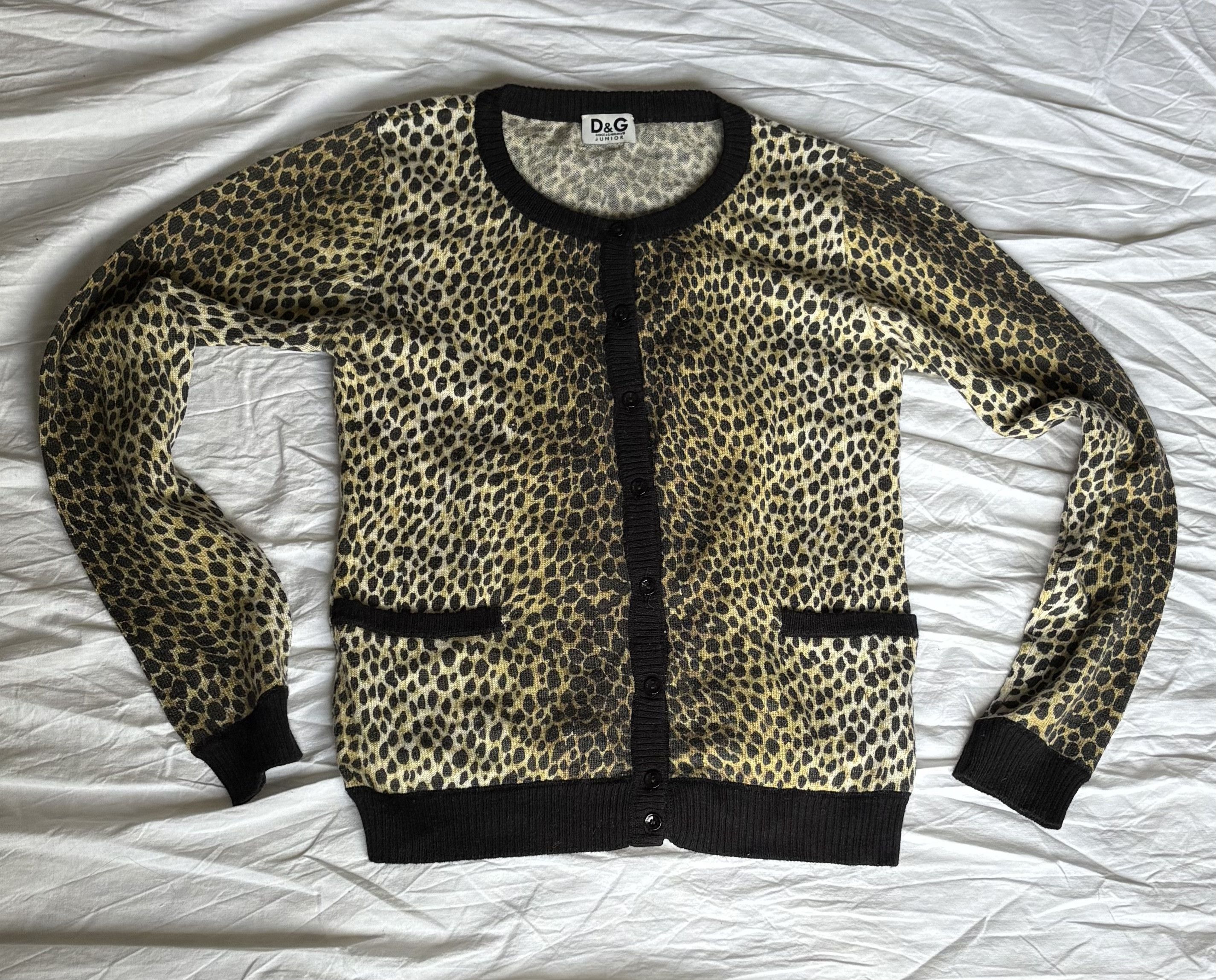 Dolce & Gabbana D&G Junior Leopard Cashmere Cardigan (Fits XS–S Women) Size XS / US 0-2 / IT 36-38 - 1 Thumbnail