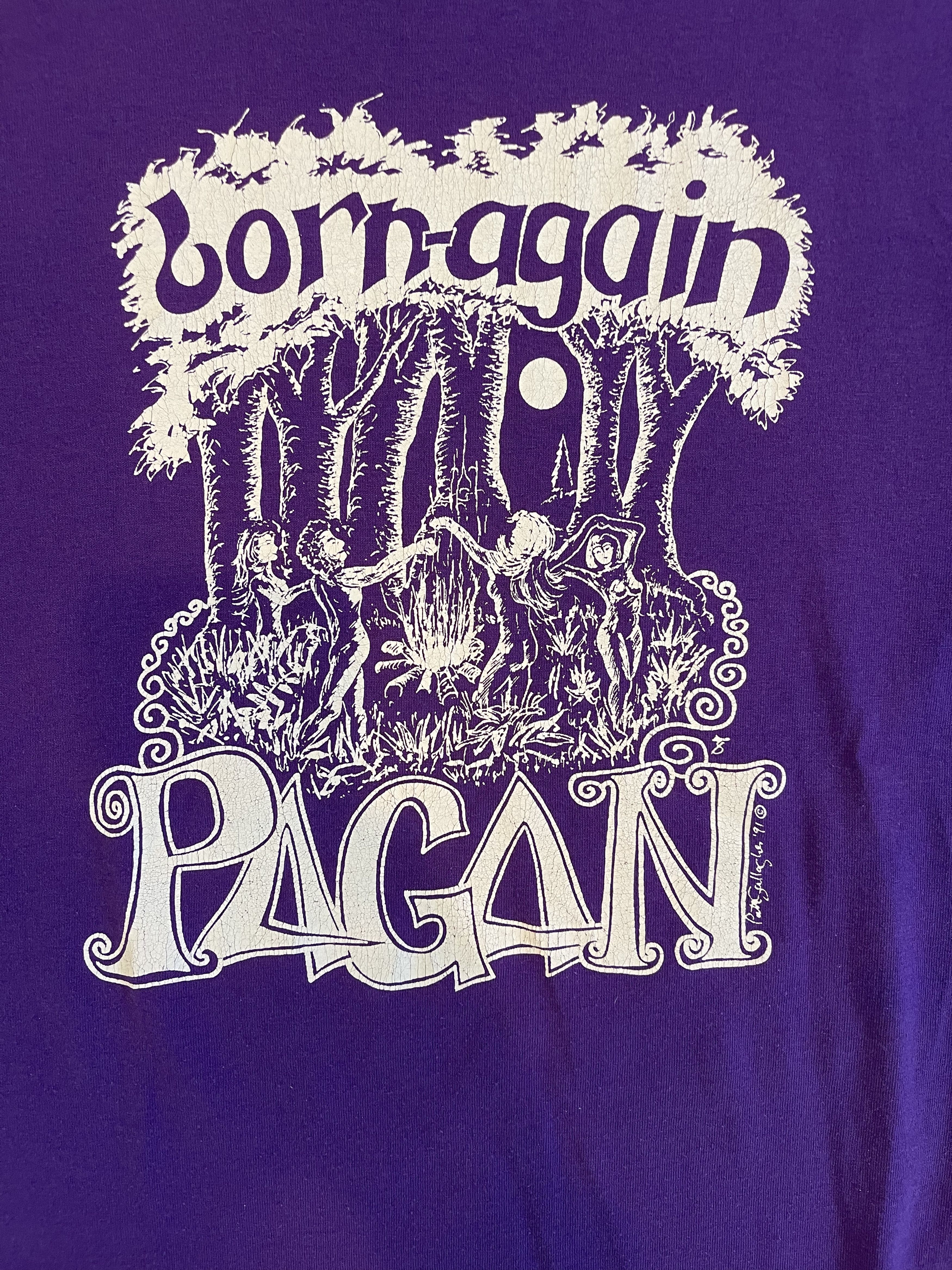Fruit Of The Loom Vintage 1991 Born Again Pagan T-shirt Size US M / EU 48-50 / 2 - 3 Thumbnail