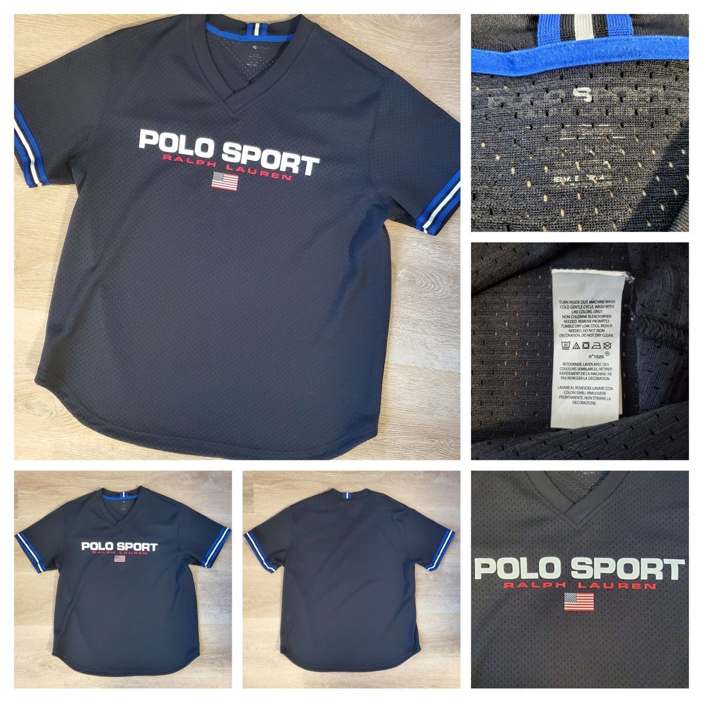 Polo Ralph Lauren POLO SPORT Ralph Lauren Mesh V-Neck Jersey Shirt Black Roya Size US XL / EU 56 / 4 - 1 Thumbnail