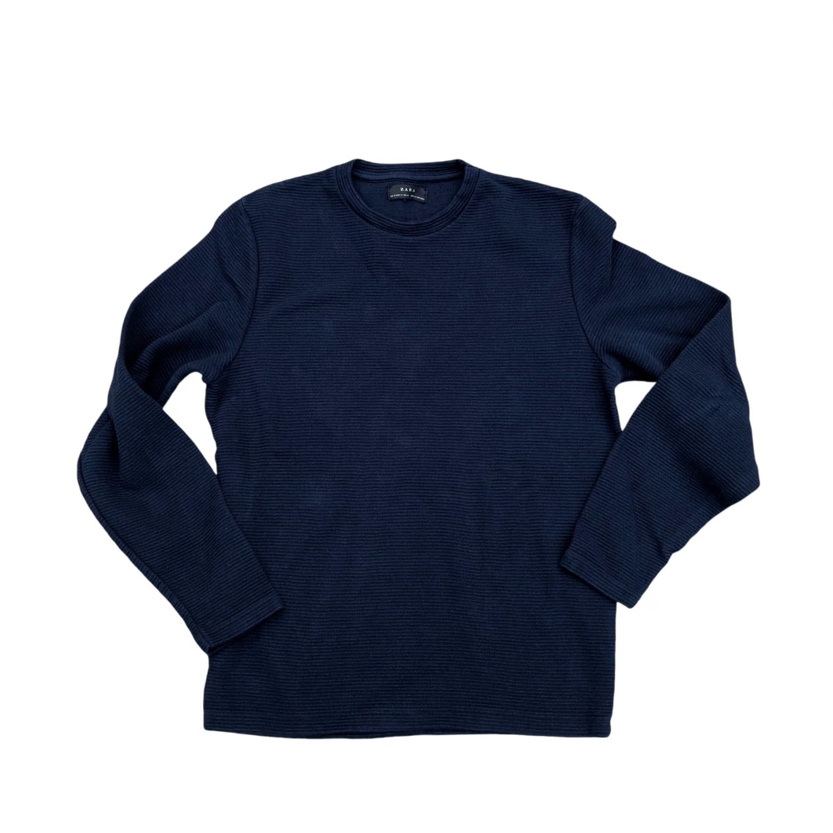 Zara ZARA Man Textured Sweater MED Men's Sweatshirt Long Sleeve Crew Neck Blue Size US M / EU 48-50 / 2 - 2 Thumbnail