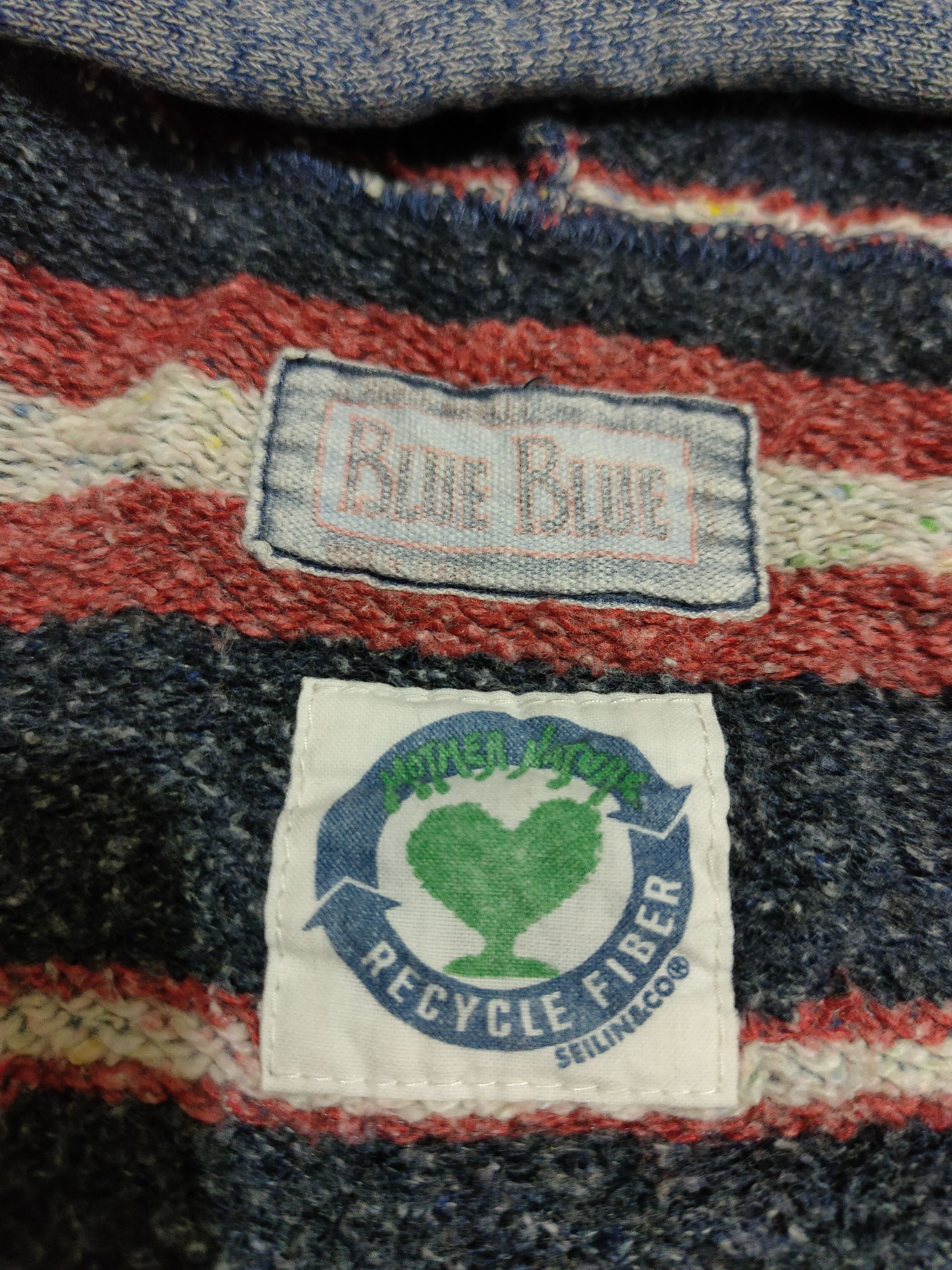 Blue Blue Japan × Japanese Brand × Vintage 🔥 Vintage Blue Blue Japan Recycle fiber zip Hoodie Size US L / EU 52-54 / 3 - 6 Thumbnail