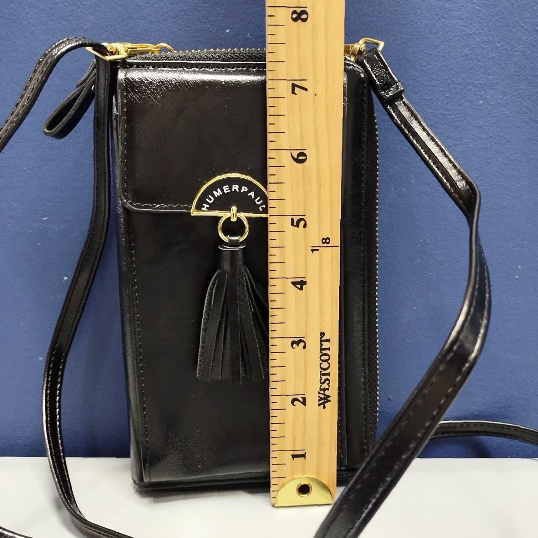 Vintage Humerpaul Crossbody Phone Bag Women's Black Multi Compartment Adjustable Strap XS Small Crossbody Mens Womens Girls Boys? Size ONE SIZE - 7 Thumbnail