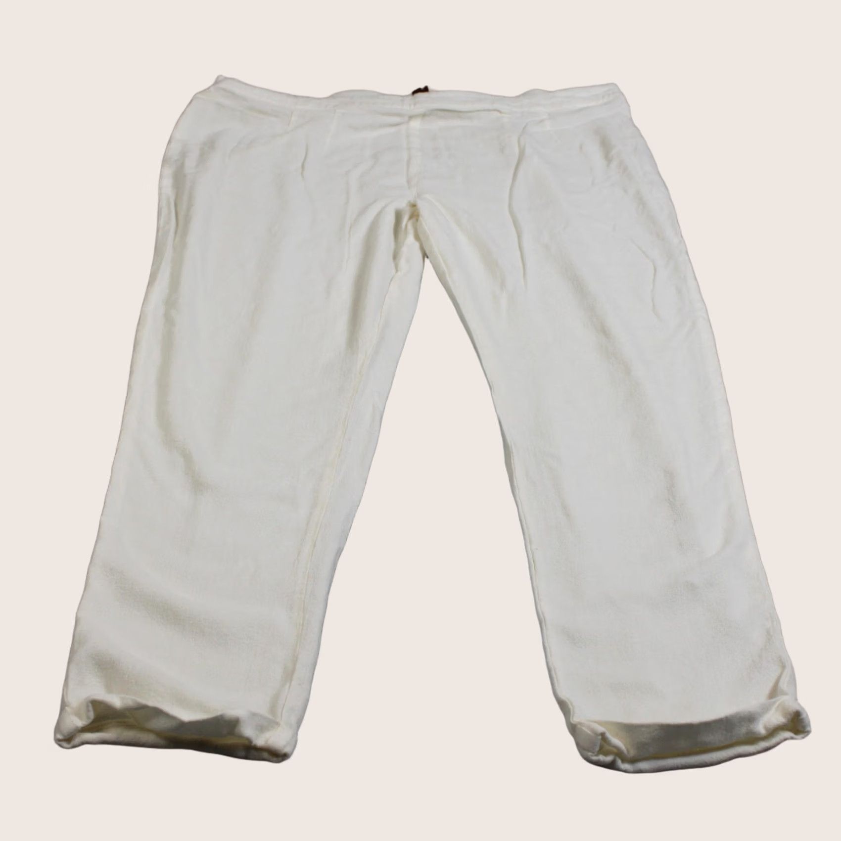 Soft Surroundings Soft Surroundings Pants Women L White Elastic Waist Cropped Knit Relaxed Casual Boho Vintage: No Size 36" / US 14 / IT 50 - 1 Thumbnail