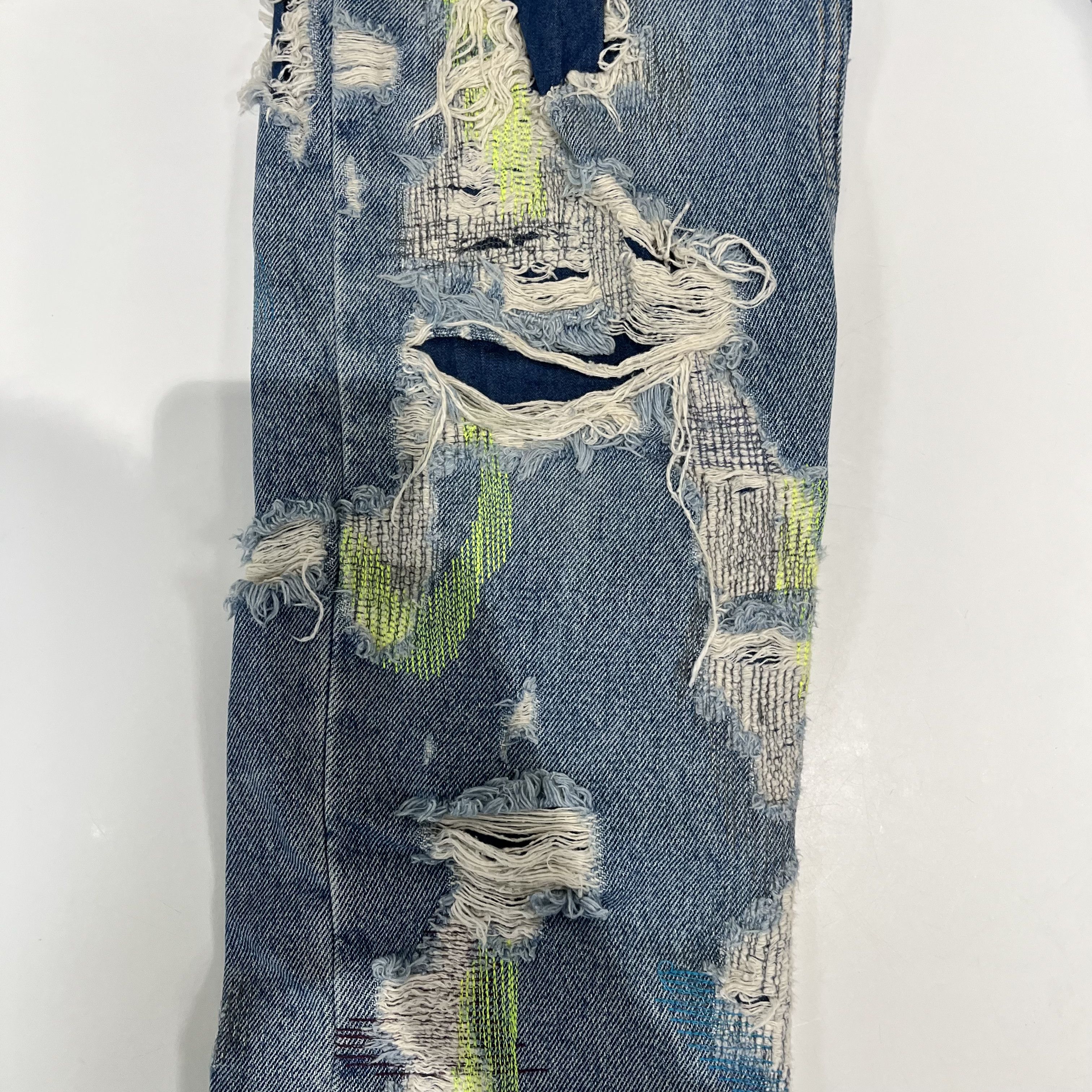 Endless Vlone x Endless Embroidered And Distressed Denim Jeans Blue Size US 32 / EU 48 - 11 Thumbnail