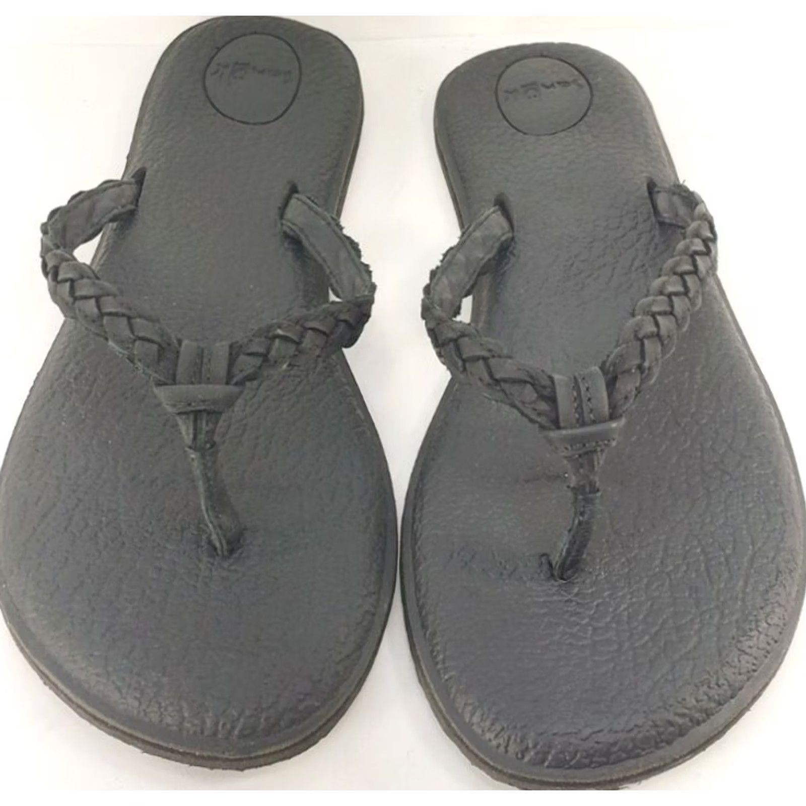 Sanuk VINTAGE Sanuk Yoga Braid Leather Flip Flop Sandals Women's 10 Black 101112767 Mens Womens Girls? Size US 9 / IT 39 - 3 Thumbnail