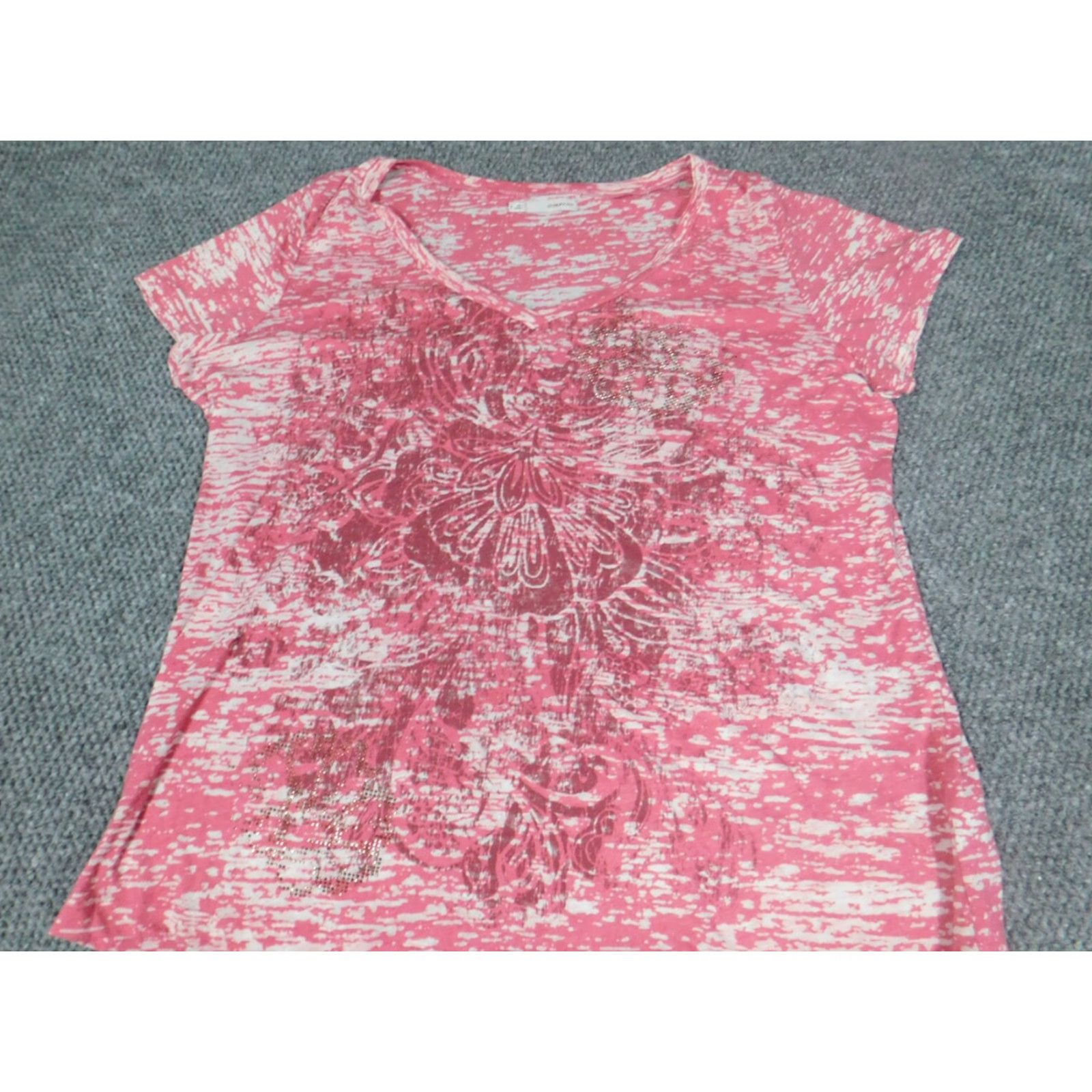 Vintage Maurices Blouse Shirt Womens 2 Pink Round Neck Short Sleeve Lace Button Casual Stretch Cotton Polyester Vintage No Size XS / US 0-2 / IT 36-38 - 7 Thumbnail