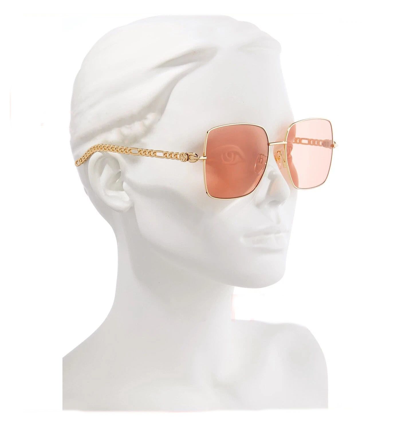 Gucci GUCCI GG0724S CHAIN 0724 Gold Orange Sunglasses 005 Size ONE SIZE - 12 Thumbnail