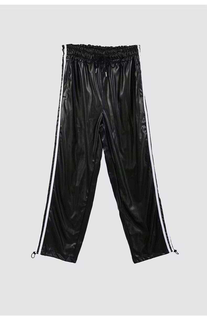 Japanese Brand Elastic Waist Black Soft Pu Leather Sweatpant Size 31" - 5 Thumbnail