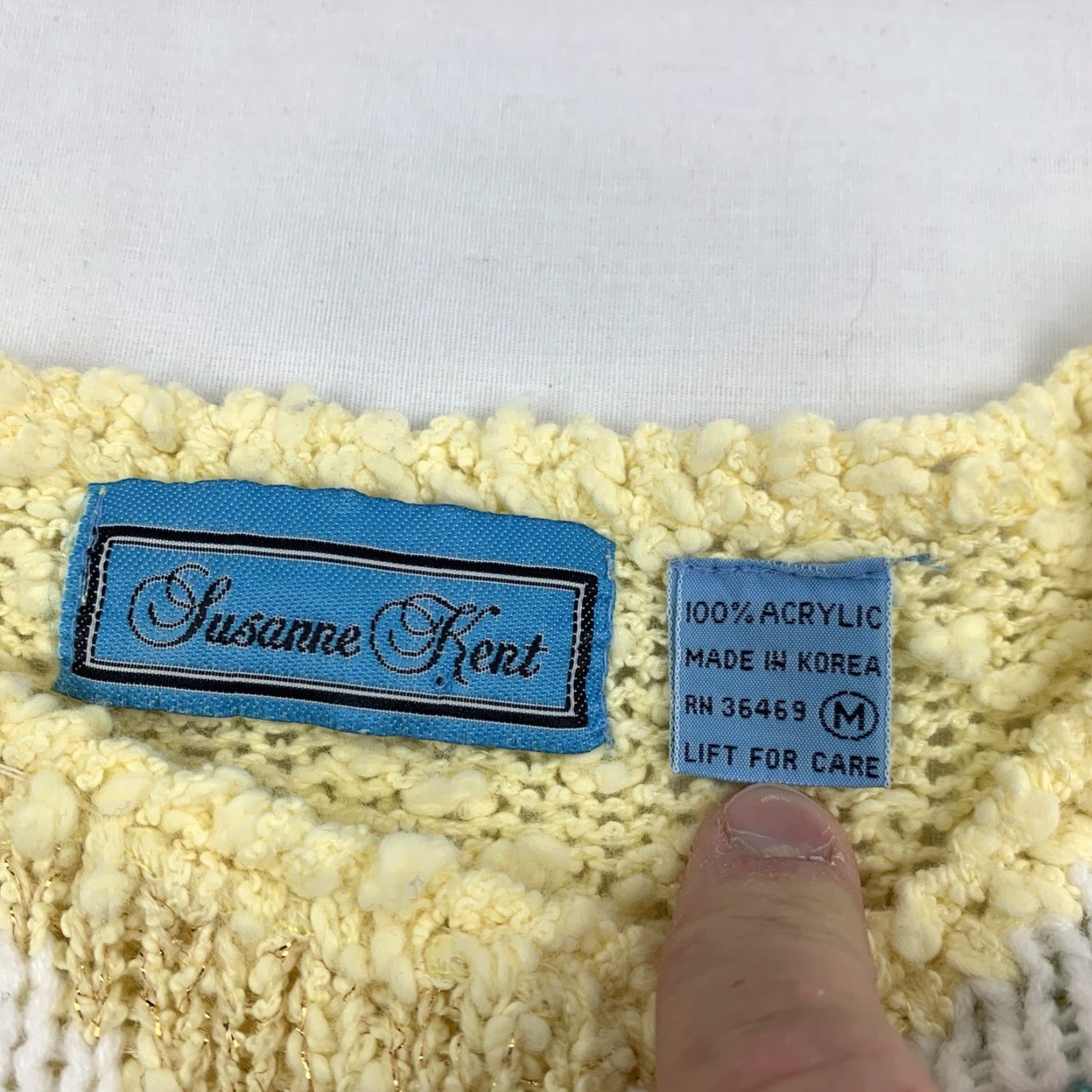Vintage VINTAGE Susanne Kent Sweater Womens Medium Yellow Knit Gold Geometric 90s Size M / US 6-8 / IT 42-44 - 4 Thumbnail