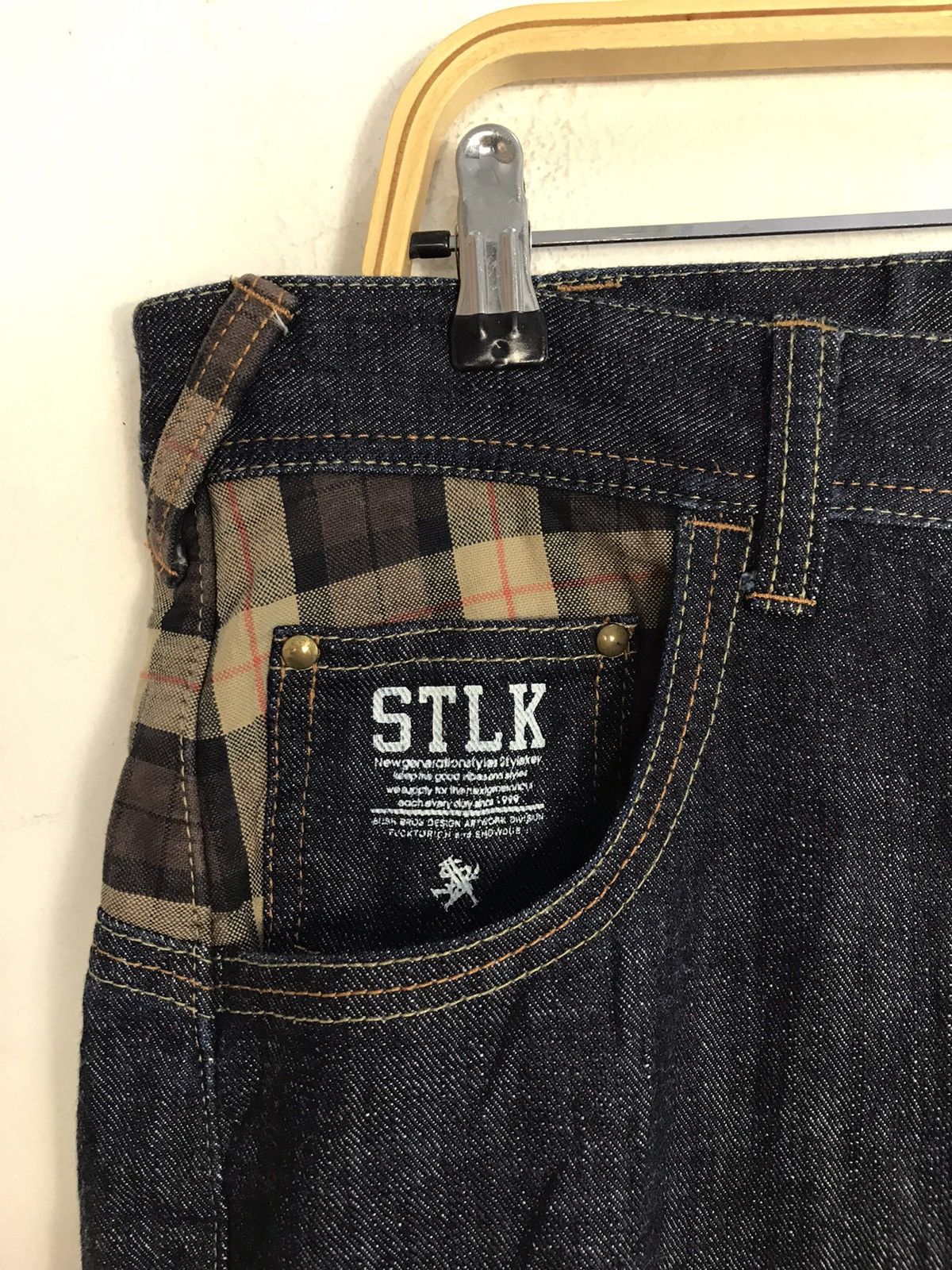 Japanese Brand New Generation Style Keyes Plaid Check Printed Denim Jean Size US 36 / EU 52 - 5 Thumbnail