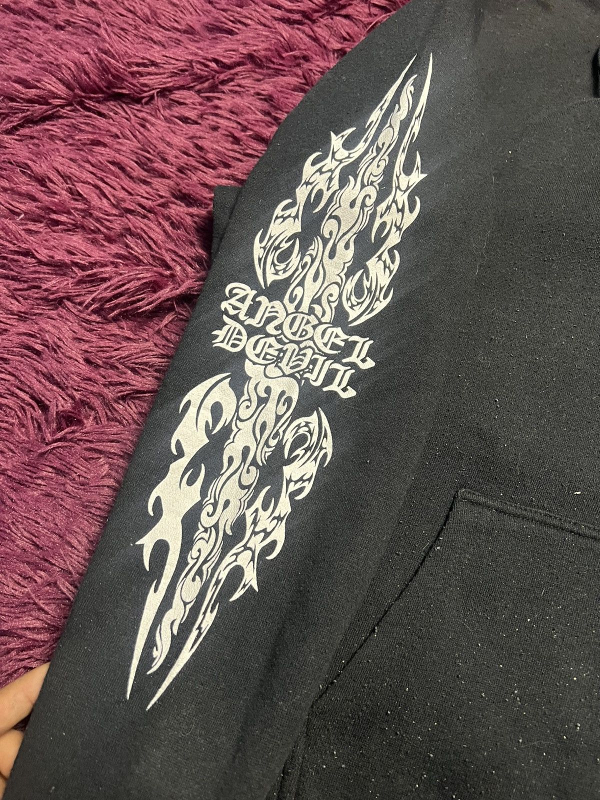 If Six Was Nine Vintage Angel Devil Gothic Skull Hoodie (44) Size US L / EU 52-54 / 3 - 4 Thumbnail