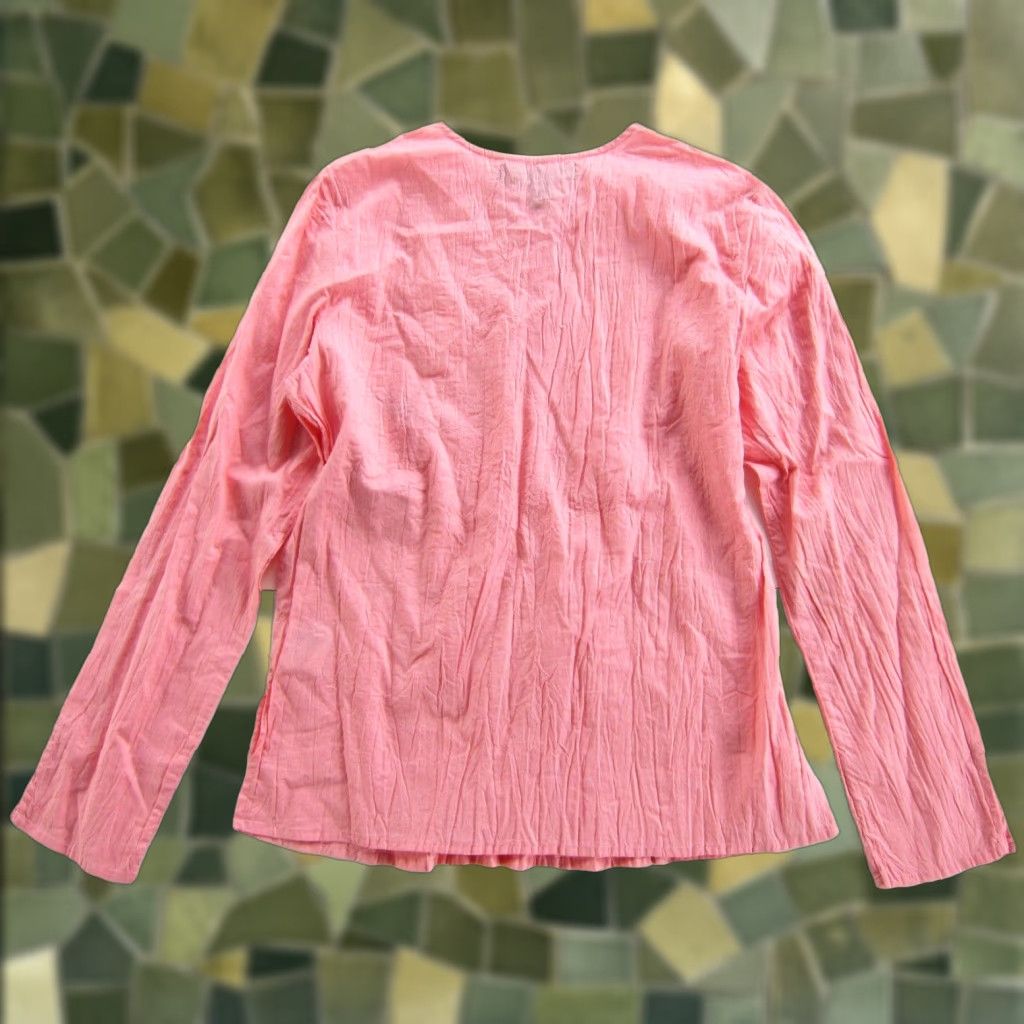 Gloria Vanderbilt Gloria Vanderbilt Blouse PS NWT 100% Cotton Pink Embroidered Long Sleeve Peasant Size S / US 4 / IT 40 - 1 Thumbnail