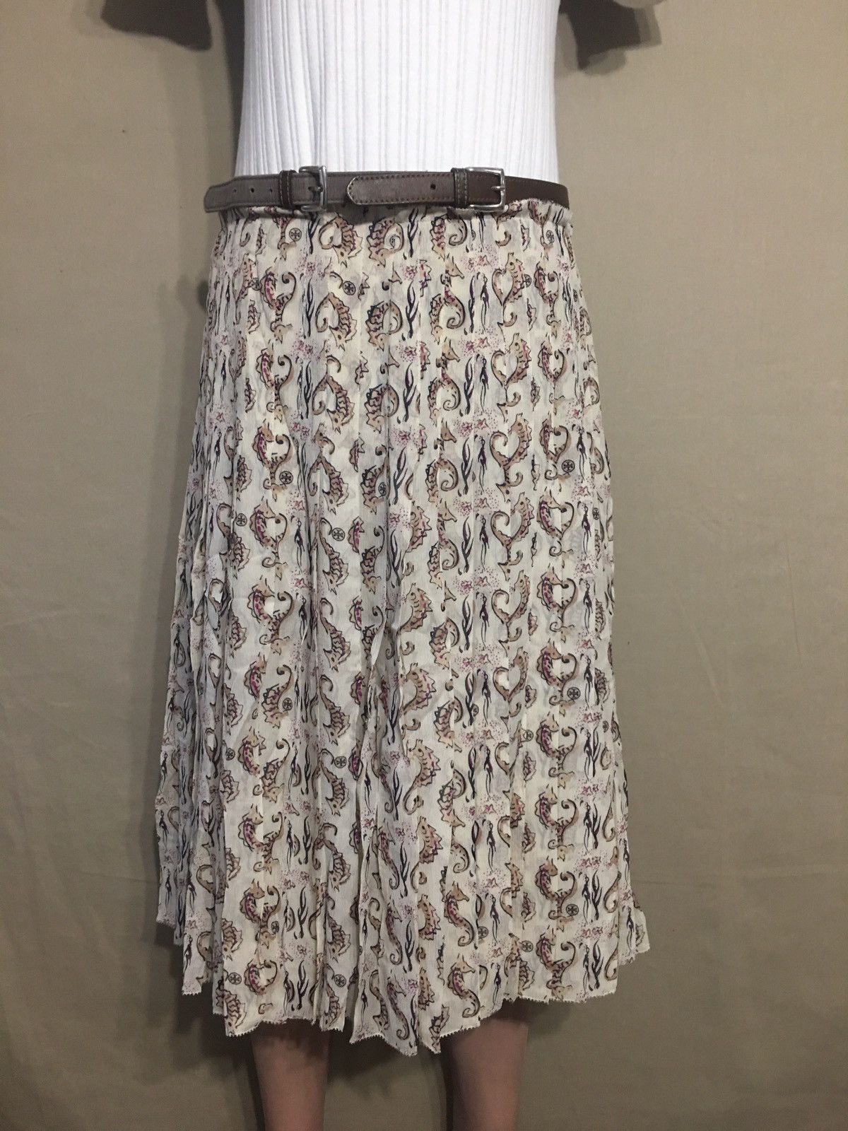 Tory Burch Tory Burch Pleated Silk Seahorse Print Skirt Size UK 8 Size 27" / US 4 / IT 40 - 1 Thumbnail