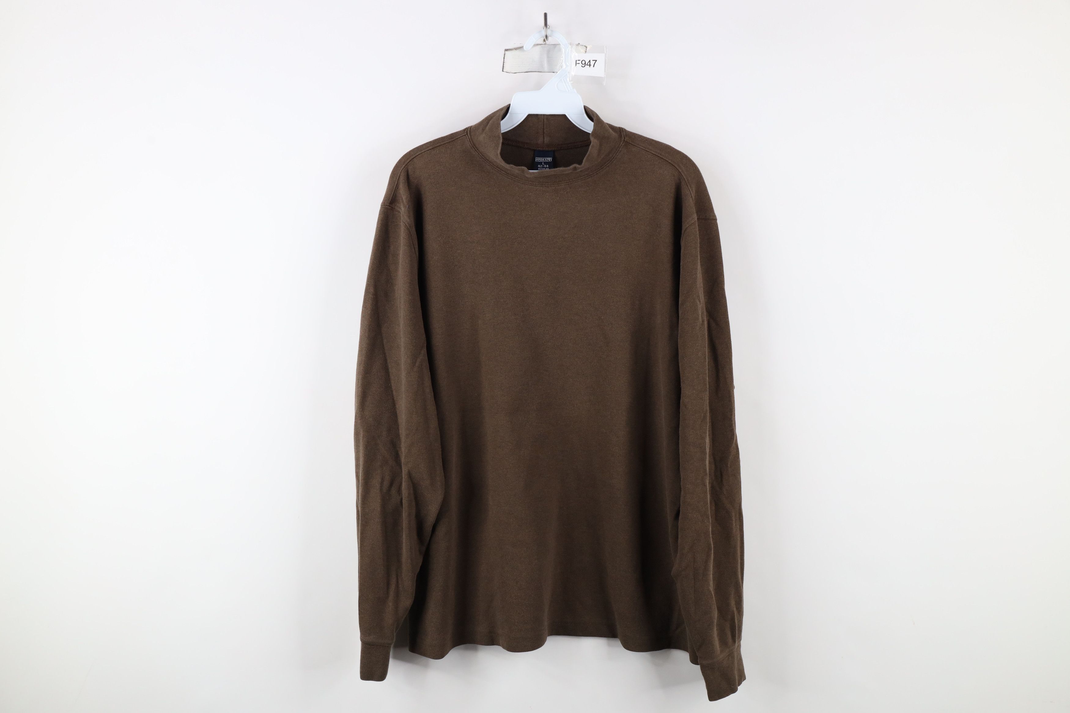 Lands' End × Vintage Vintage 90s Lands End Mock Neck Long Sleeve T-Shirt Brown Size US L / EU 52-54 / 3 - 1 Thumbnail